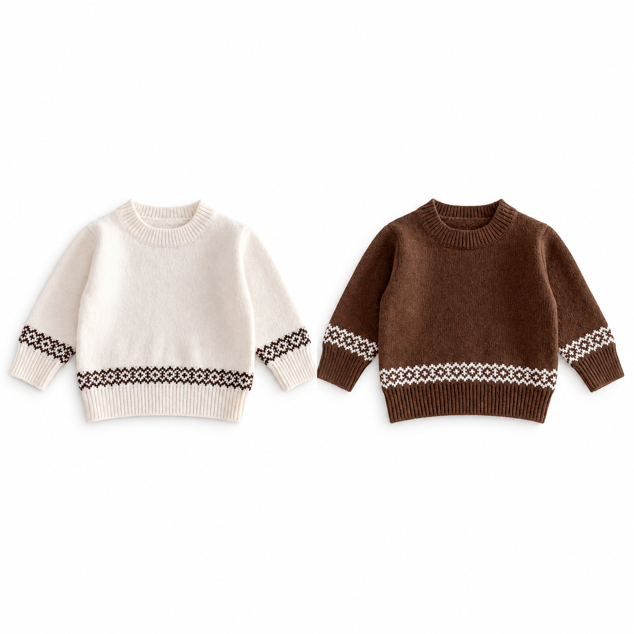 (Pre Order 2 Weeks)Unisex Fall Jacquard Round-neck Knit Sweater