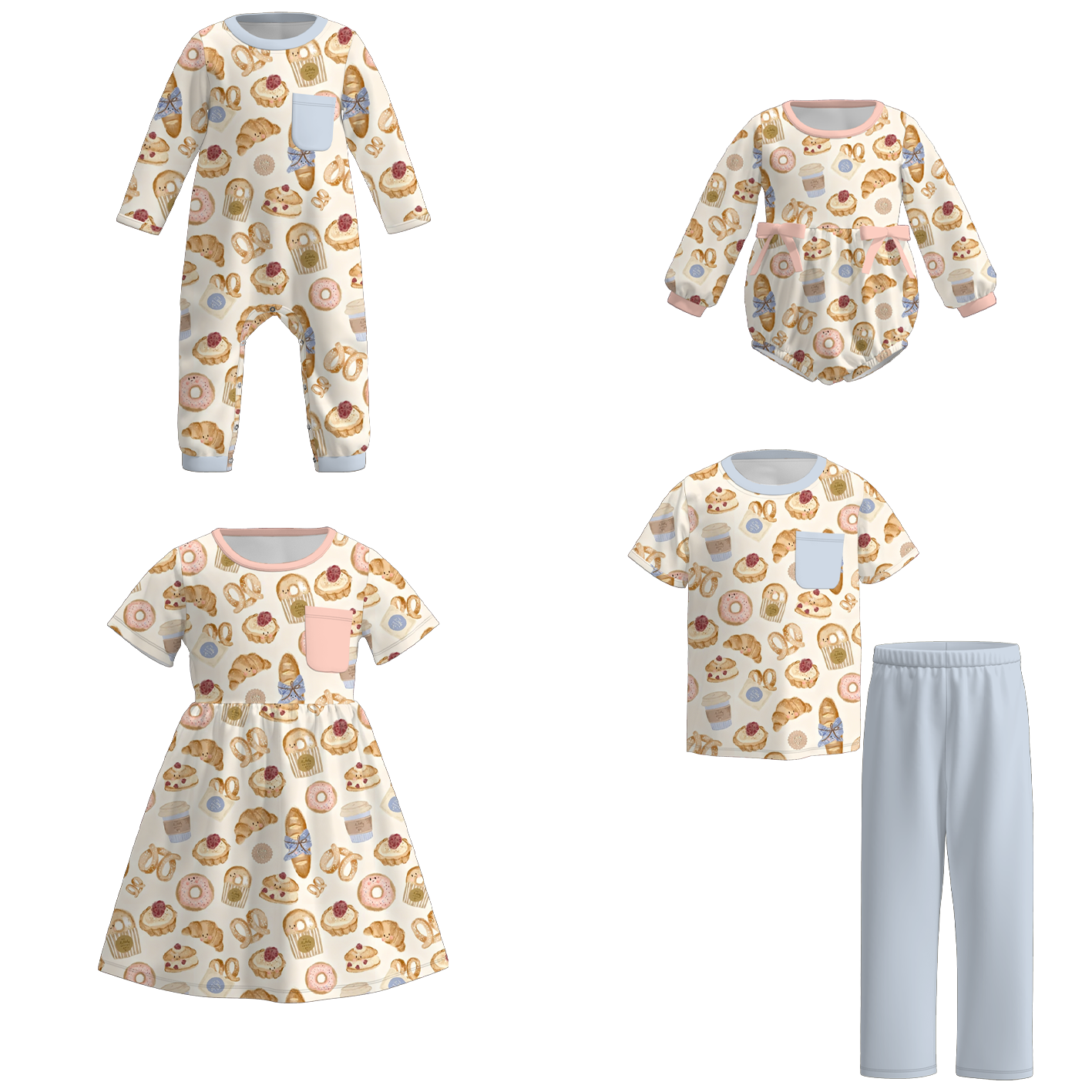 (Pre Order+Prepack Zone)Siblings Fall Dessert Print Dress,Set,Pants&Romper