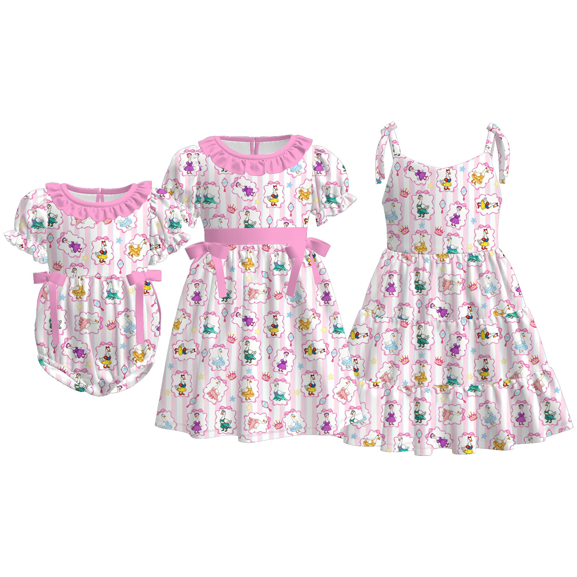 (Pre Order+Prepack Zone)Sisters Goose Print Dress&Romper