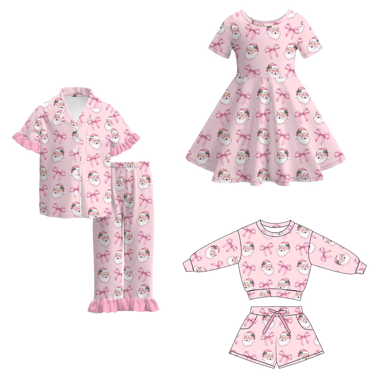 (Pre Order)Sisters Christmas Print Dress,Set&Pajamas