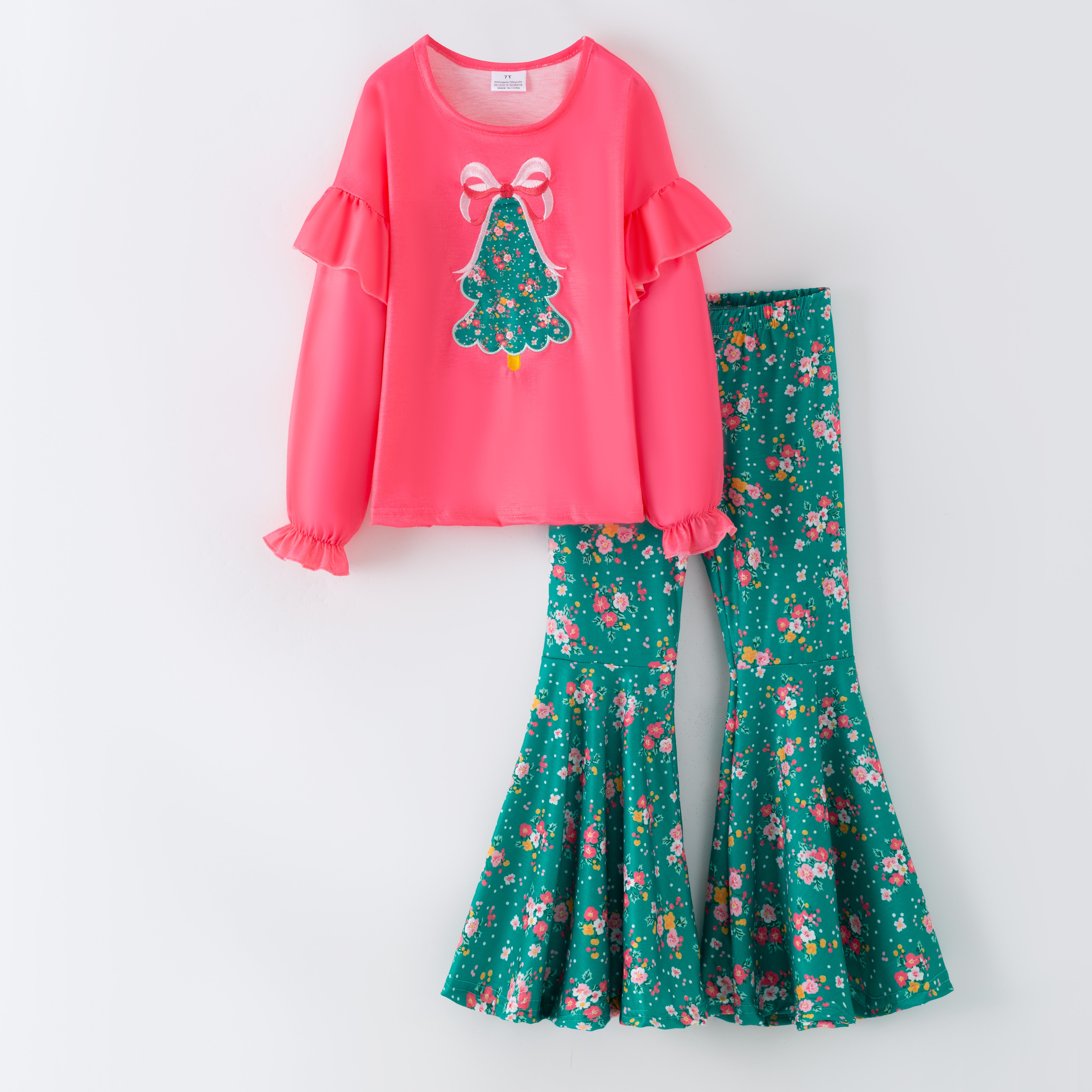 (Pre Order,Prepack Zone)Girls Christmas Tree Applique Set(Mix Size)