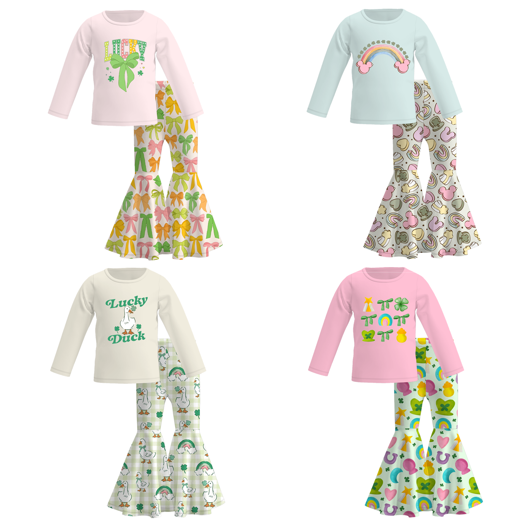 (Pre Order)Girls St.Patrick's Day Shamrock Print Outfit Set
