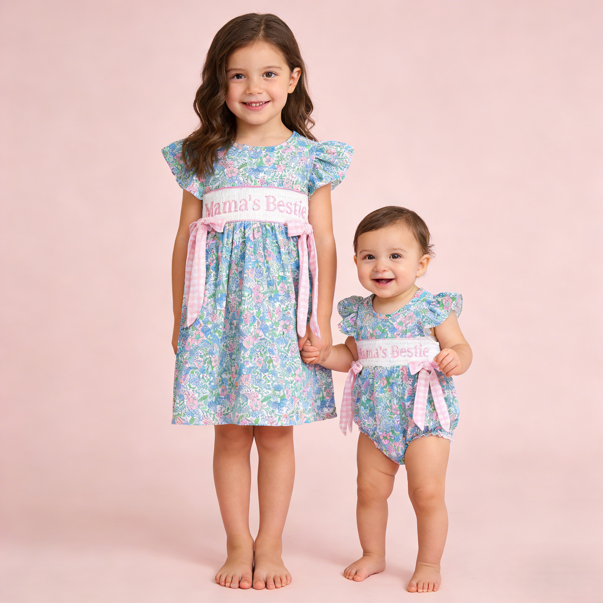(Pre Order,Prepack Zone)Family MAMA'S BESTIE Embroidery Dress&Romper(Mix Size)