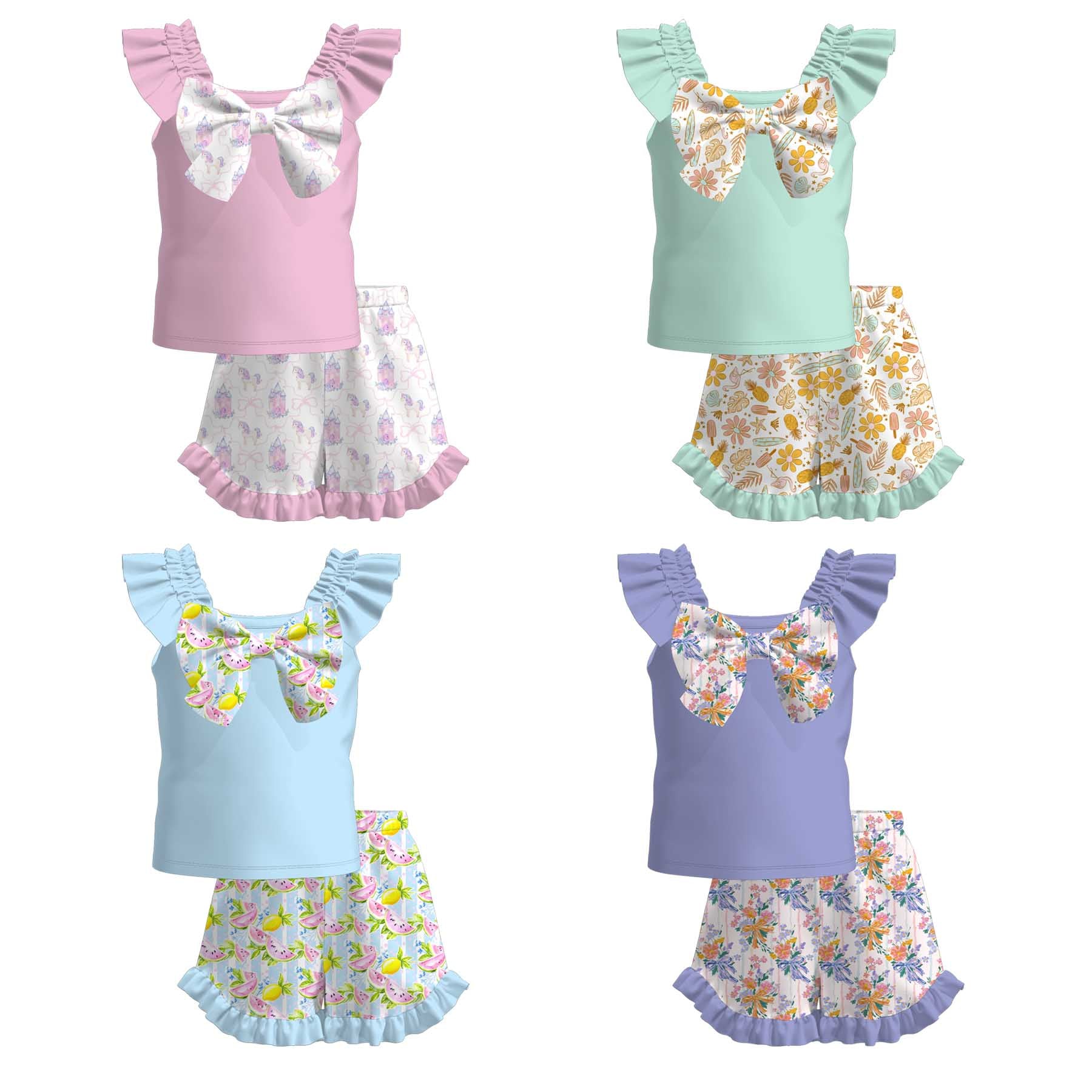 (Pre Order)Girls Spring&Summer Lemon Print Shorts Set