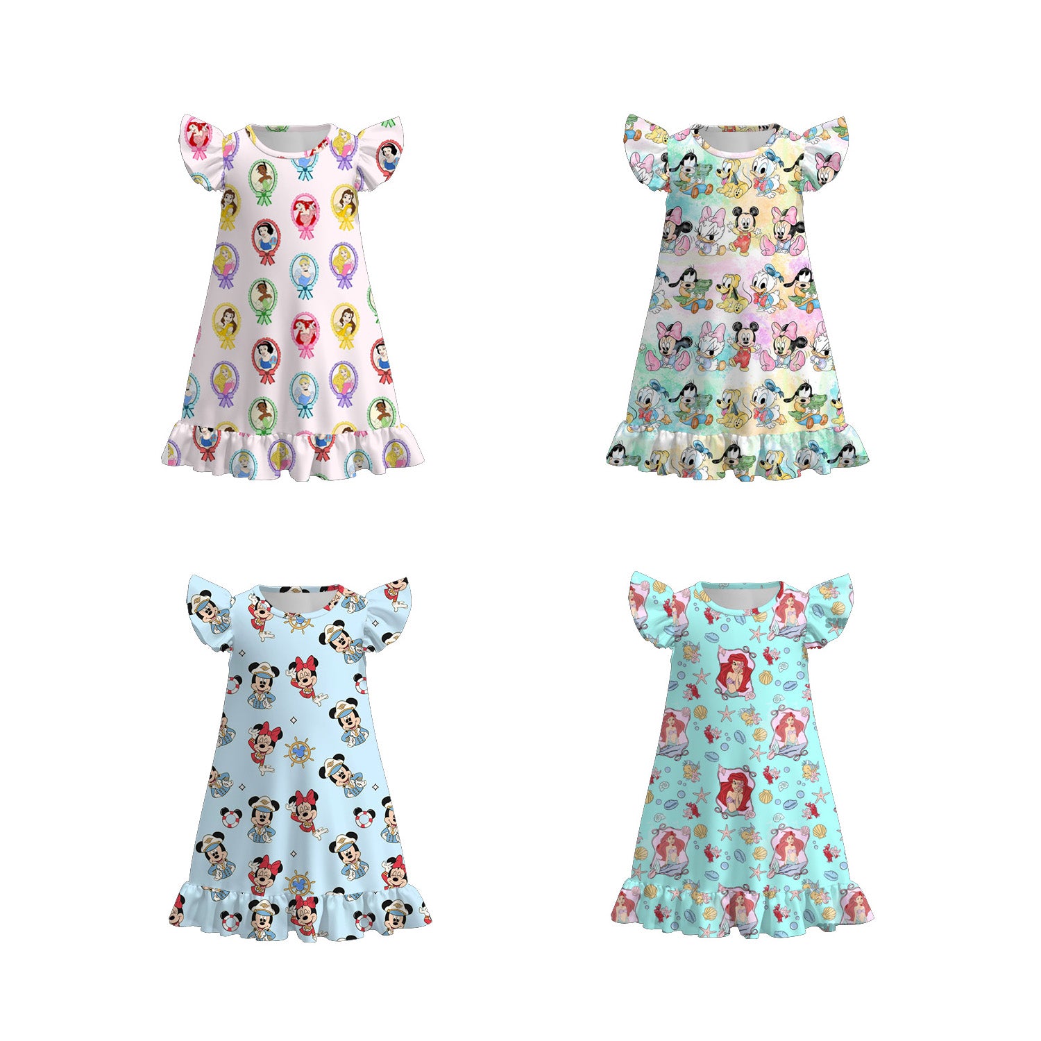 (Pre Order)Girls Spring and Summer Cartoon&Princess Print Pajamas