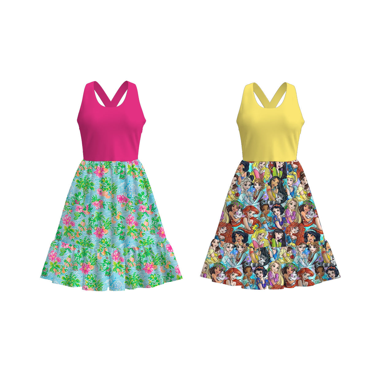 (Pre Order)Adults Spring and Summer Princes&Floral Print Dress