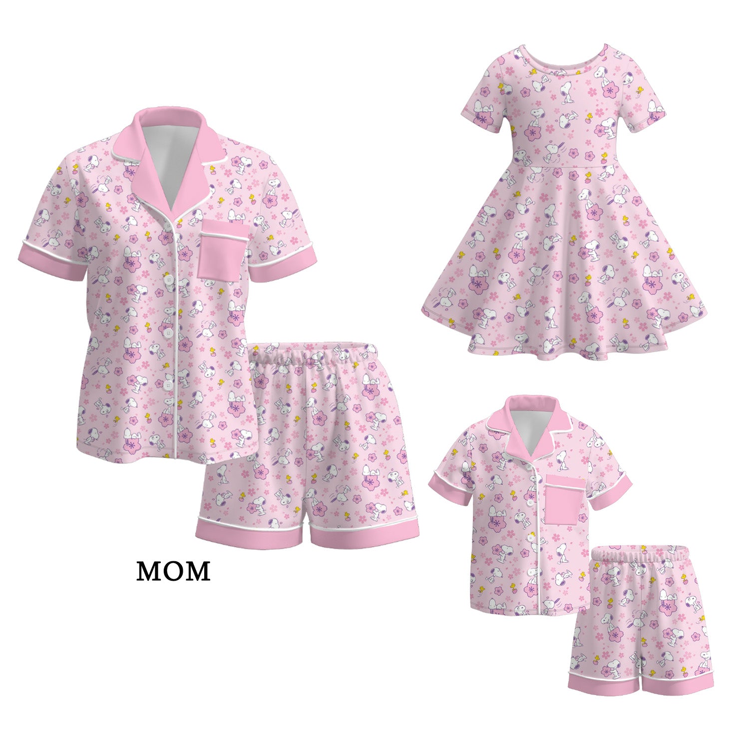 (Pre Order)Girls Summer Cartoon Print Dress&Pajamas