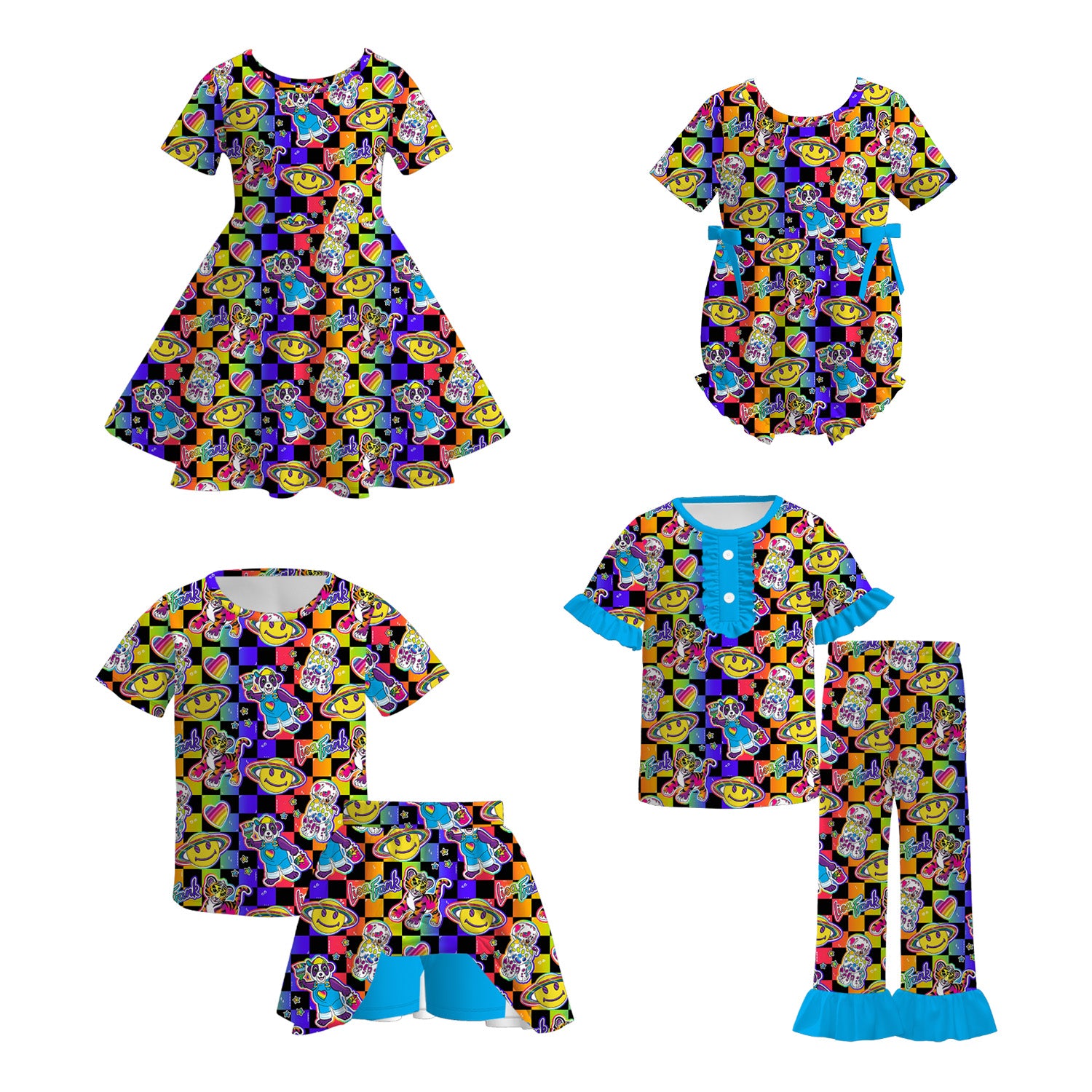 (Pre Order)Family Fall Cartoon Print Dress,Set,Pajamas&Romper