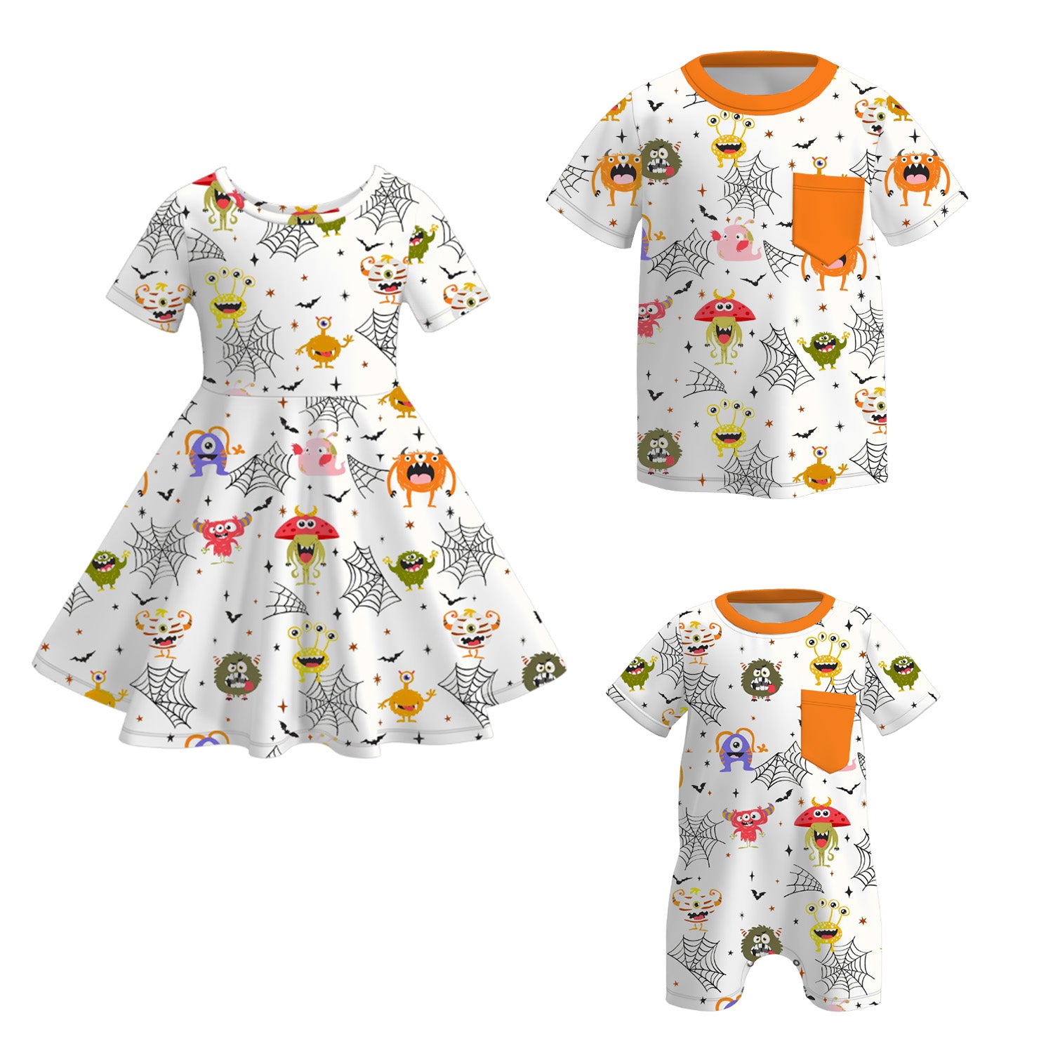 (Pre Order)Family Halloween Print Dress,Top&Romper