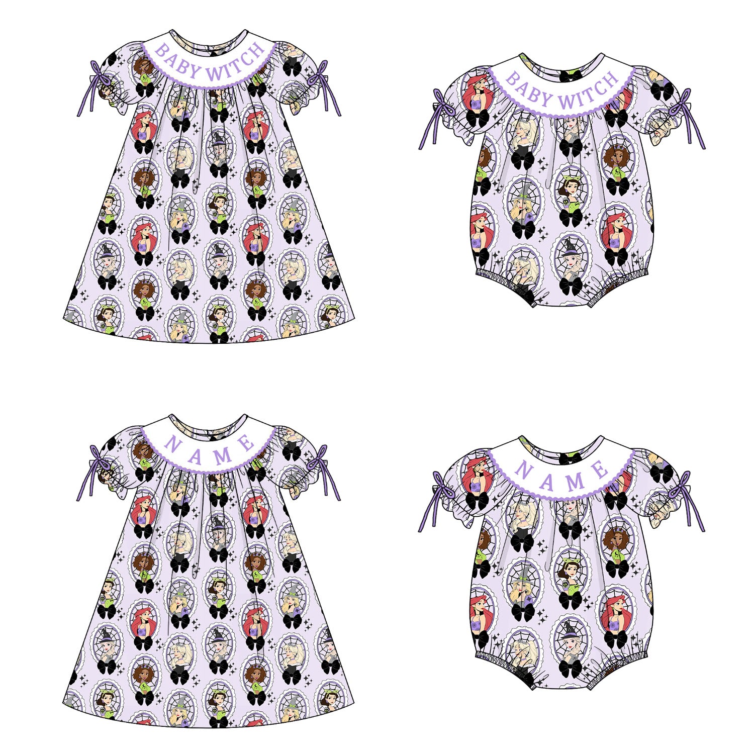 (Pre Order)Girls Halloween Embroidery Smocked Dress&Romper