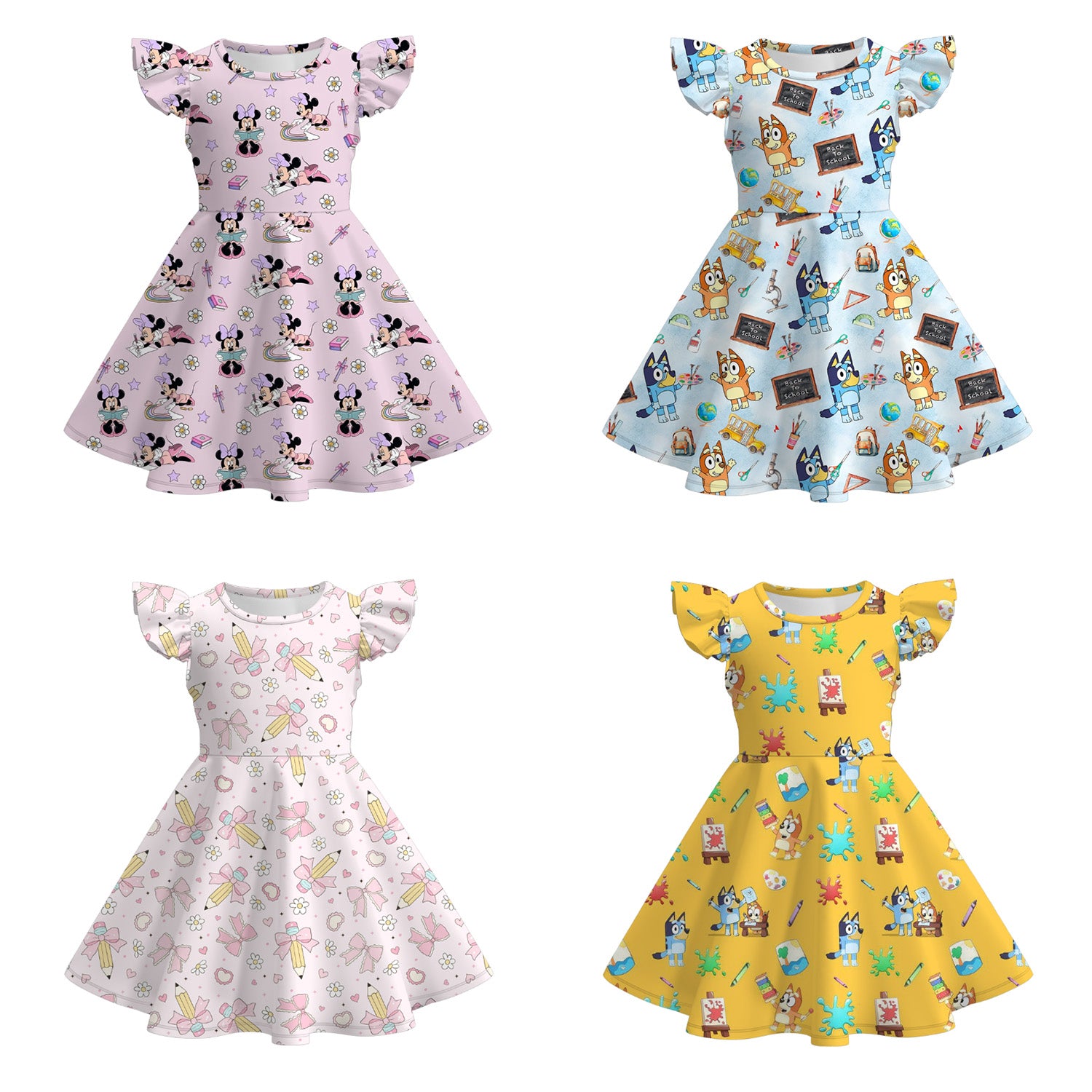 (Pre Order)Girls Summer Back To School Print Dress