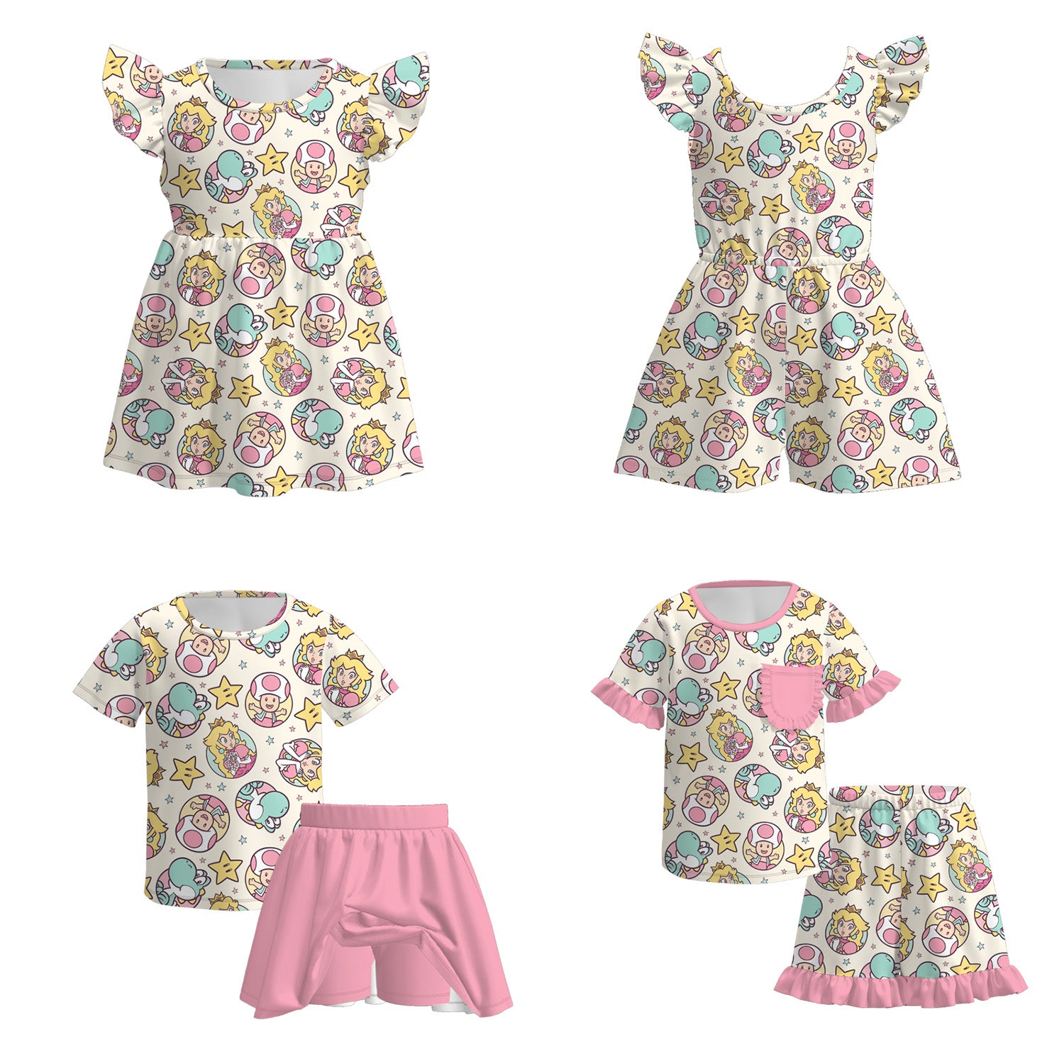 (Pre Order)Sisters Spring and Summer Cartoon Print Dress,Jumpsuit&Set