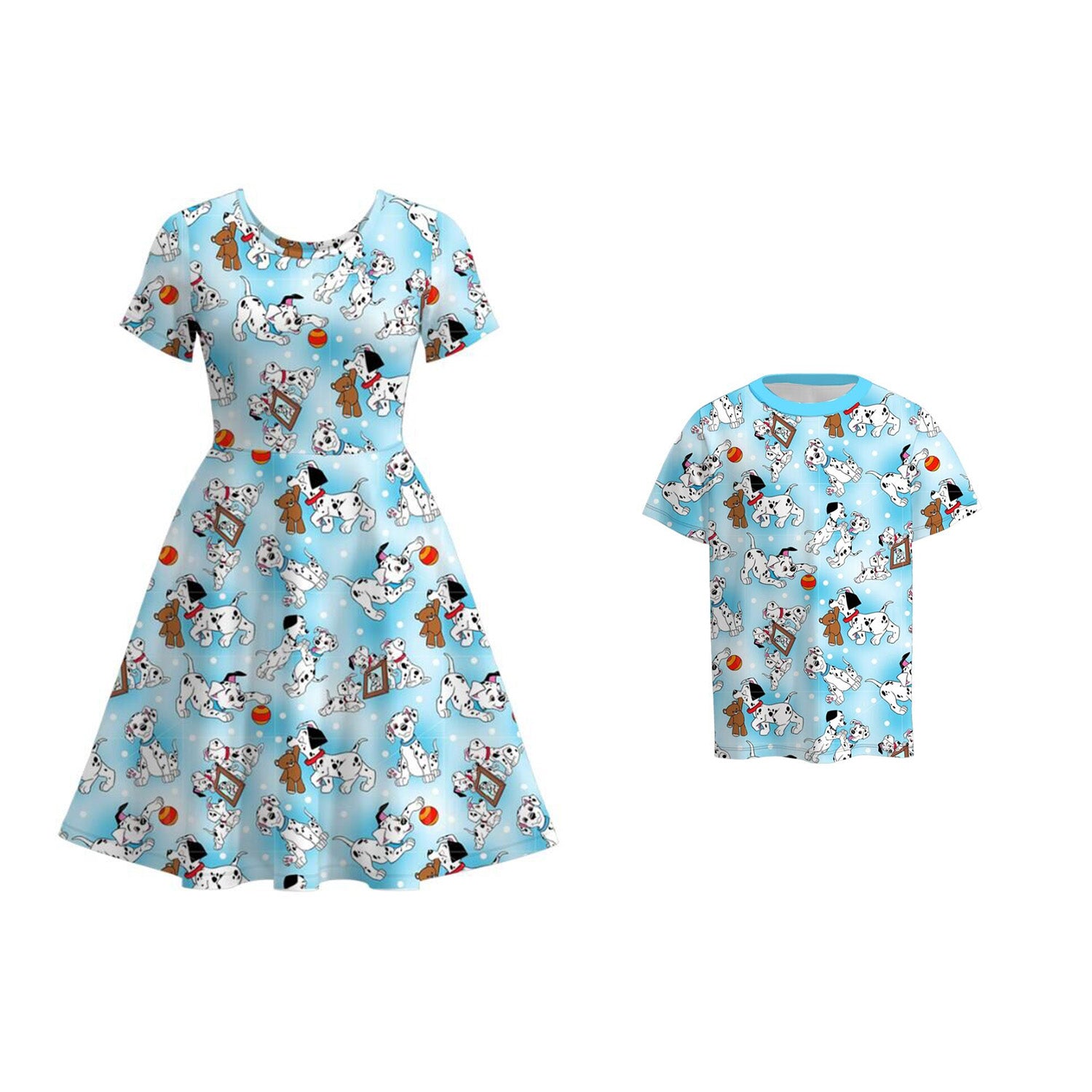 (Pre Order)Family Spring and Summer Cartoon Print Dress&Top
