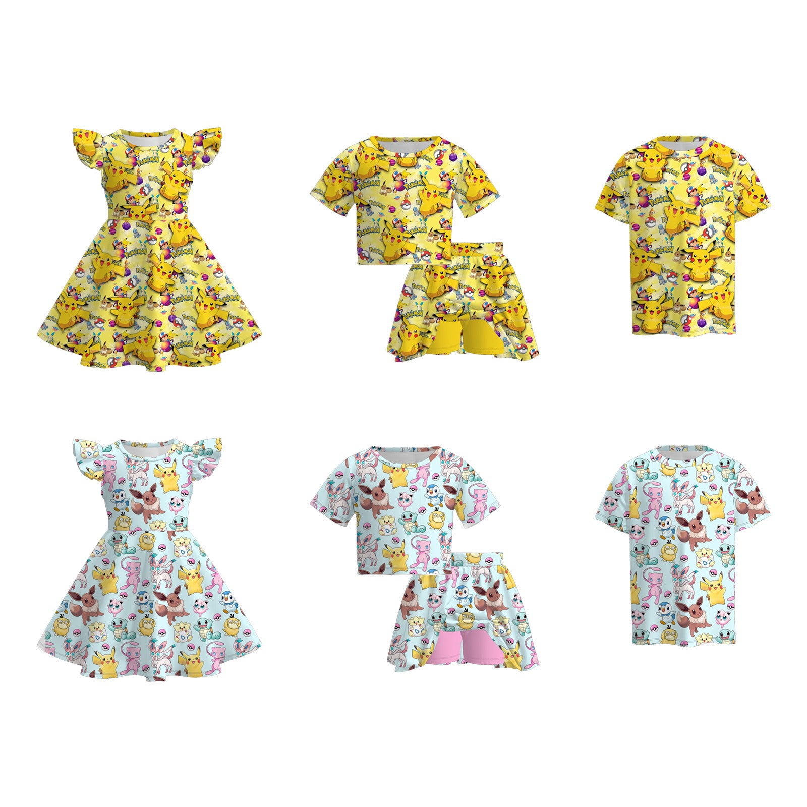 (Pre Order)Siblings Summer Cartoon Print Dress,Set&Top