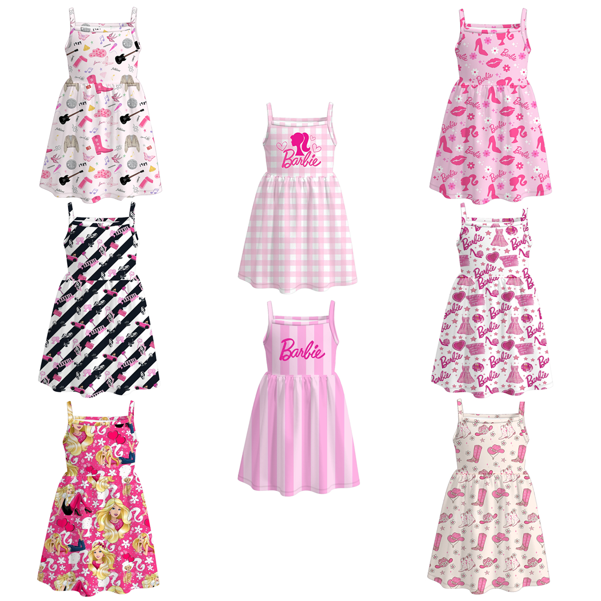 (Pre Order)Girls Stylish Character Print Slip Dress