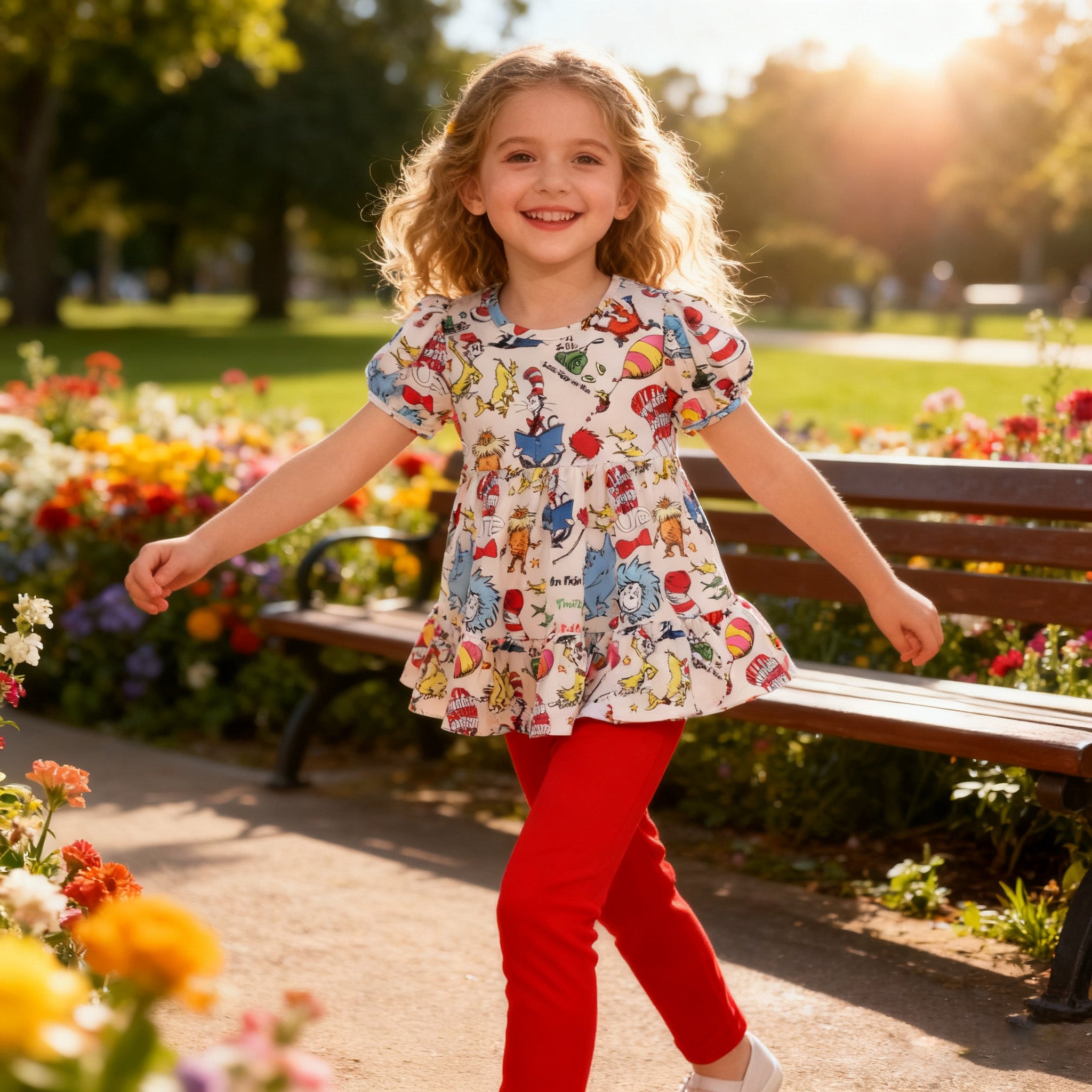 (In Stock)Girls DR SEUSS Print Outfit Set