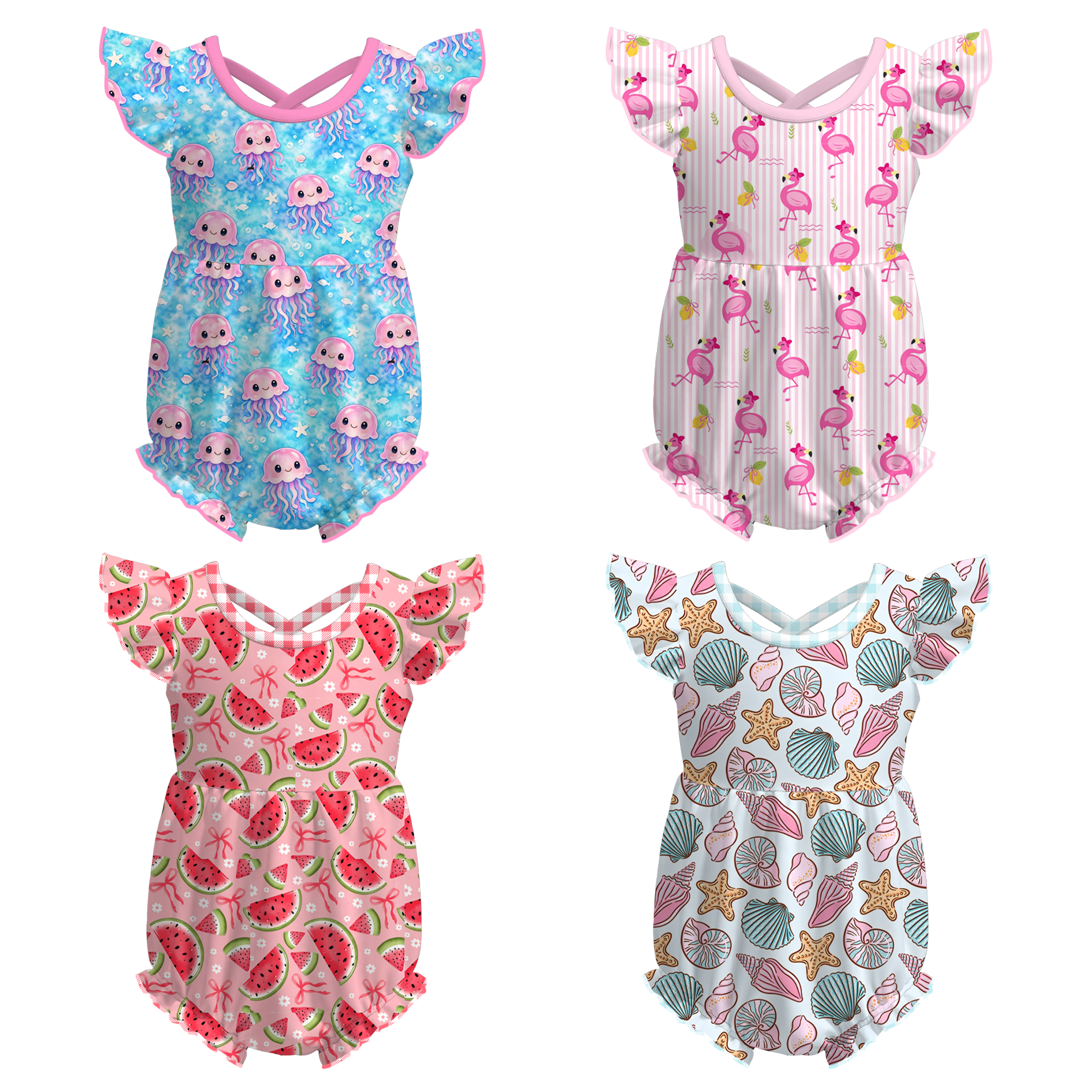(Pre Order+Prepack Zone)Toddler Girls Summer Print Romper