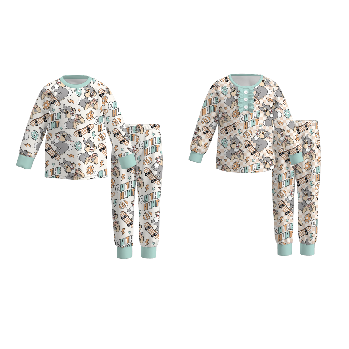 (Pre Order)Girls&Boys Easter Bunny Print Pajamas