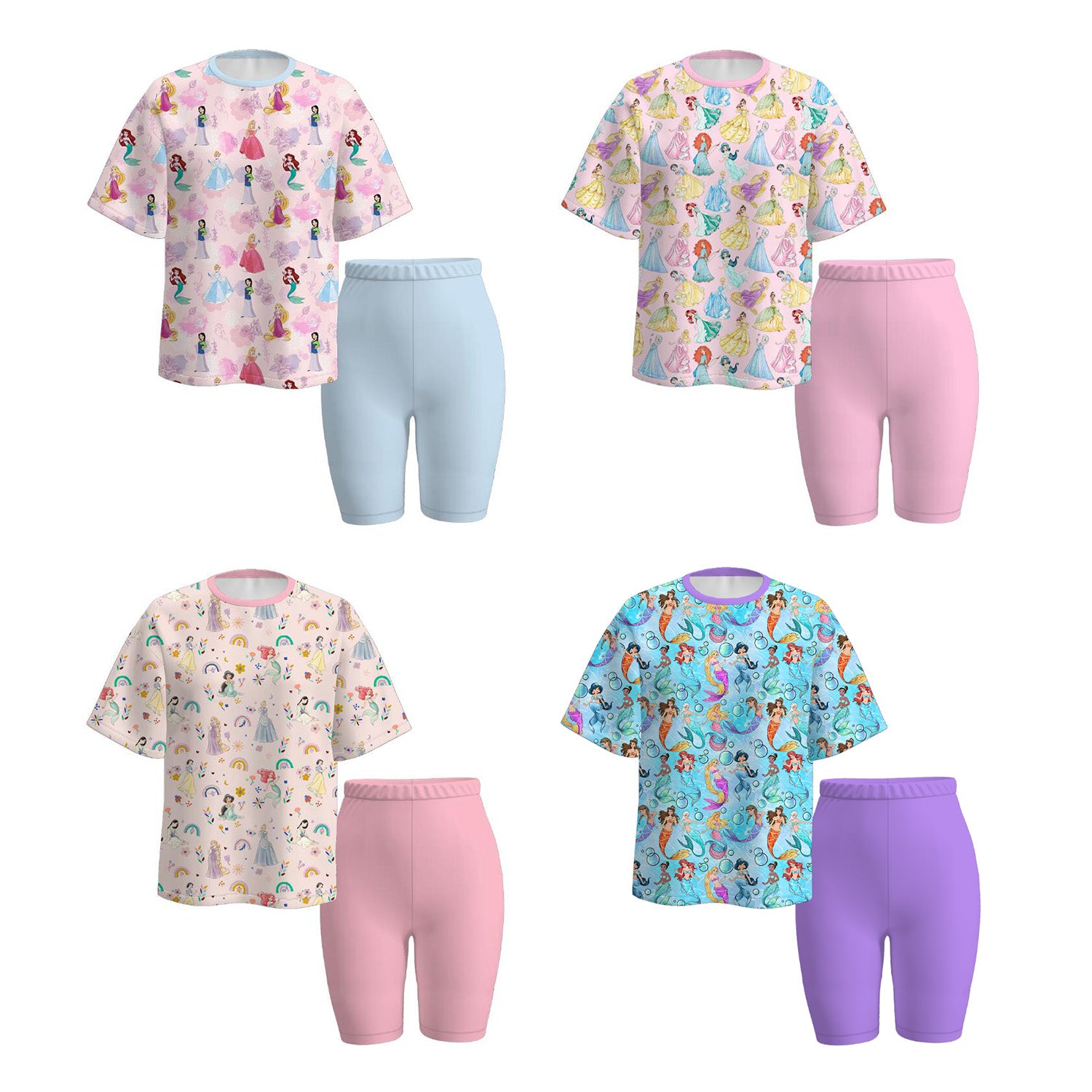 (Pre Order)Adults Spring and Summer Princess Print Cycling Trouser Set