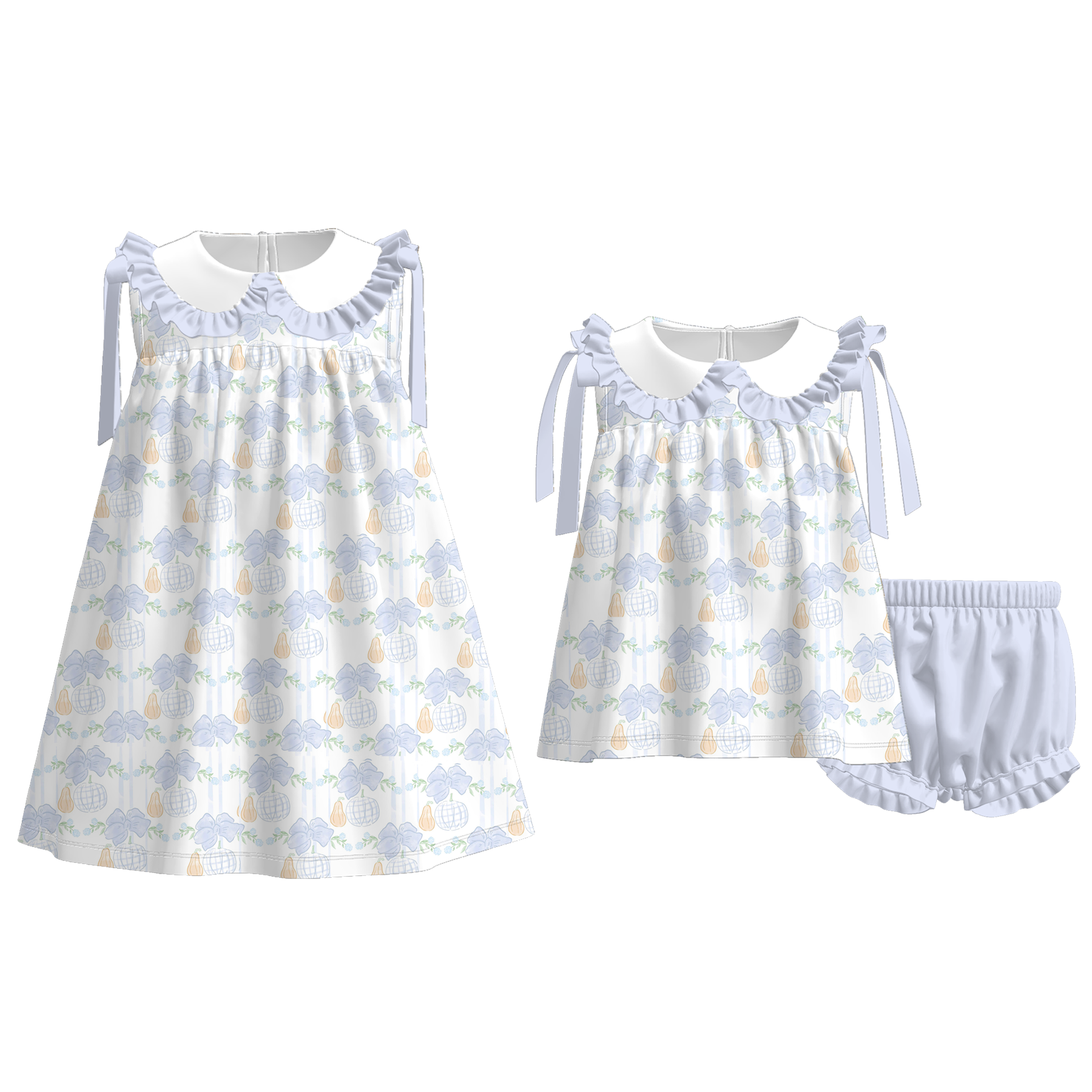 (Pre Order)Sisters Fall Pumpkin Print Dress&Romper