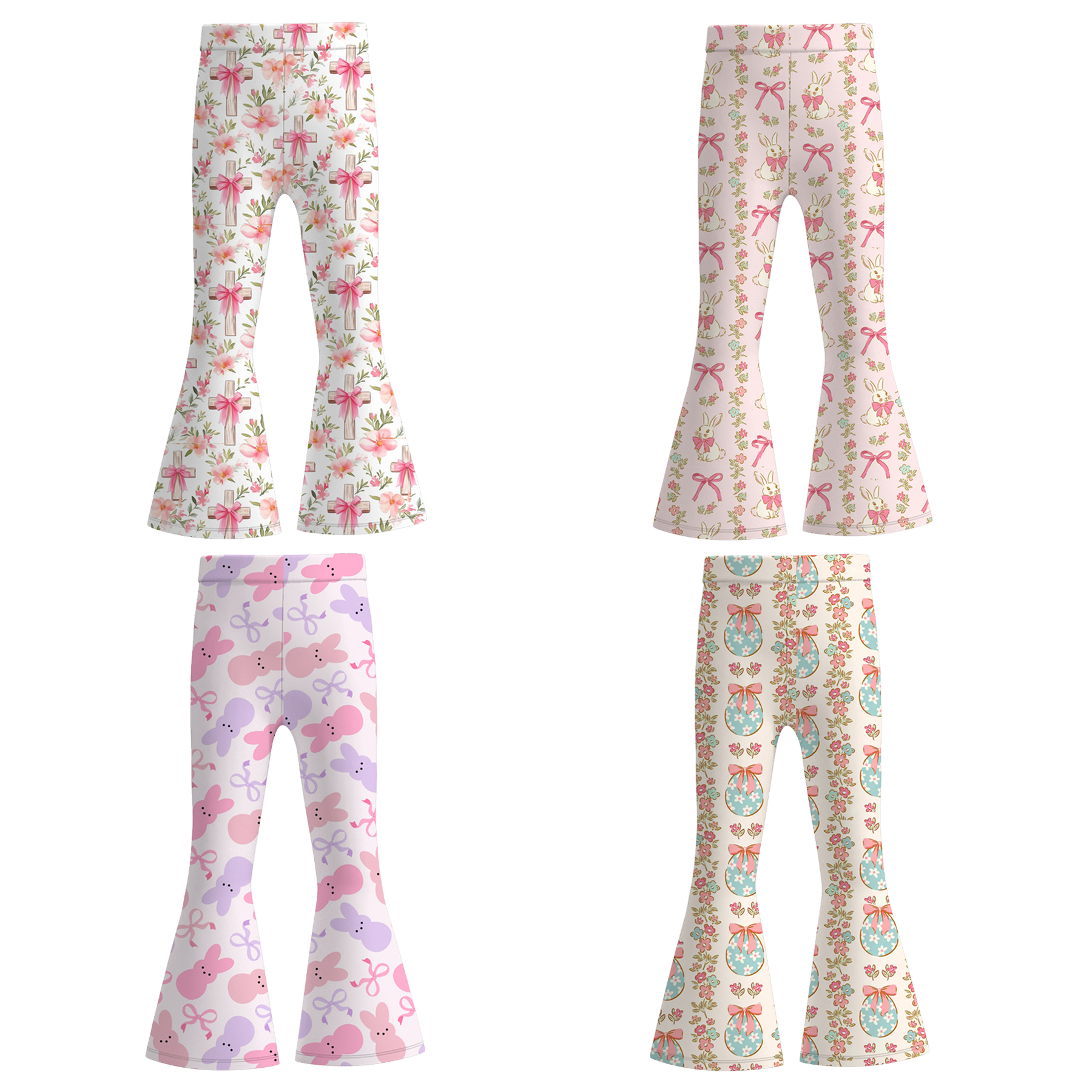 (Pre Order)Girls Easter Bunny Print Bell Pants