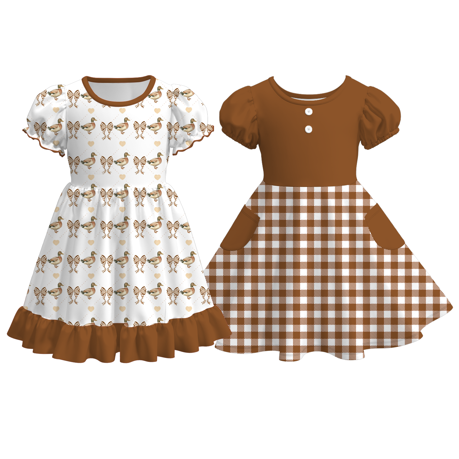 (Pre Order)Girls Fall Duck Print Dress