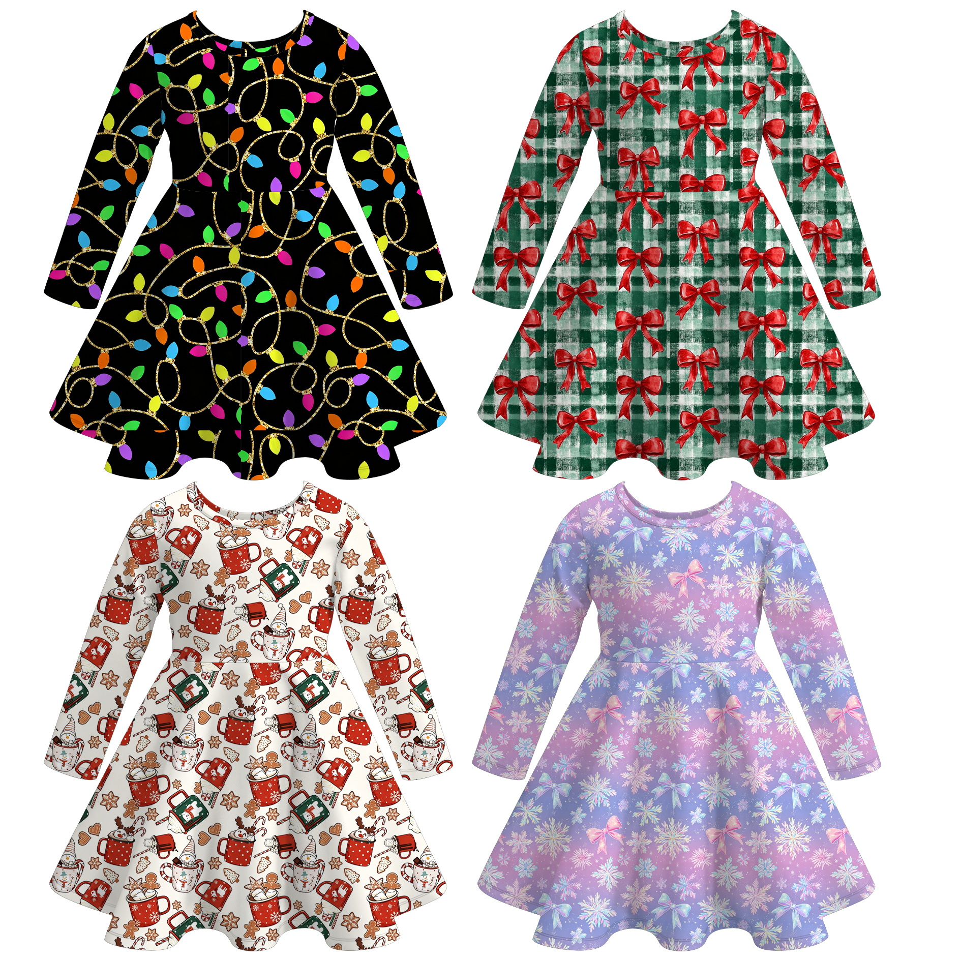 (Pre Order)Girls Christmas Print Dress
