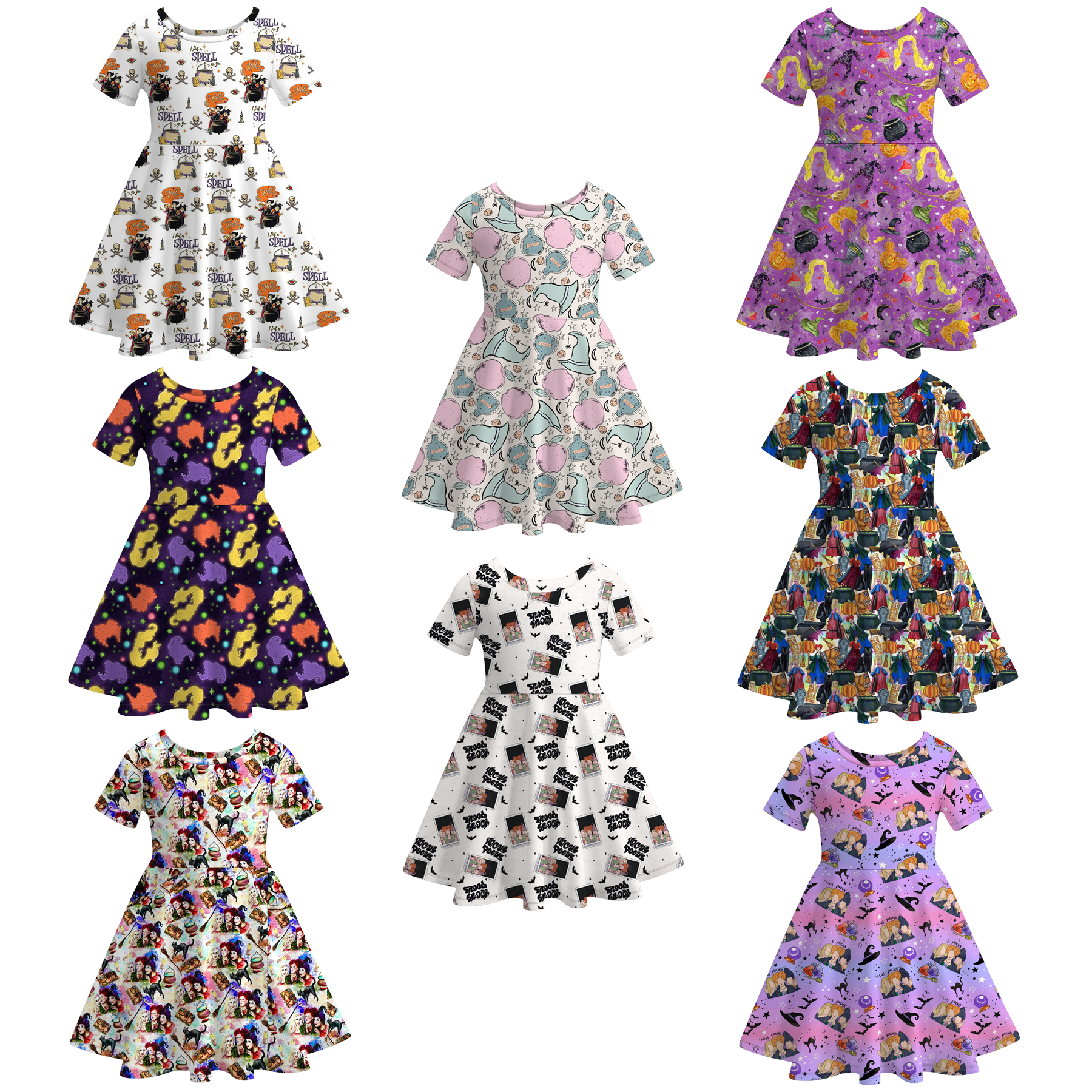 (Pre Order)Girls Halloween Cartoon Print Dress