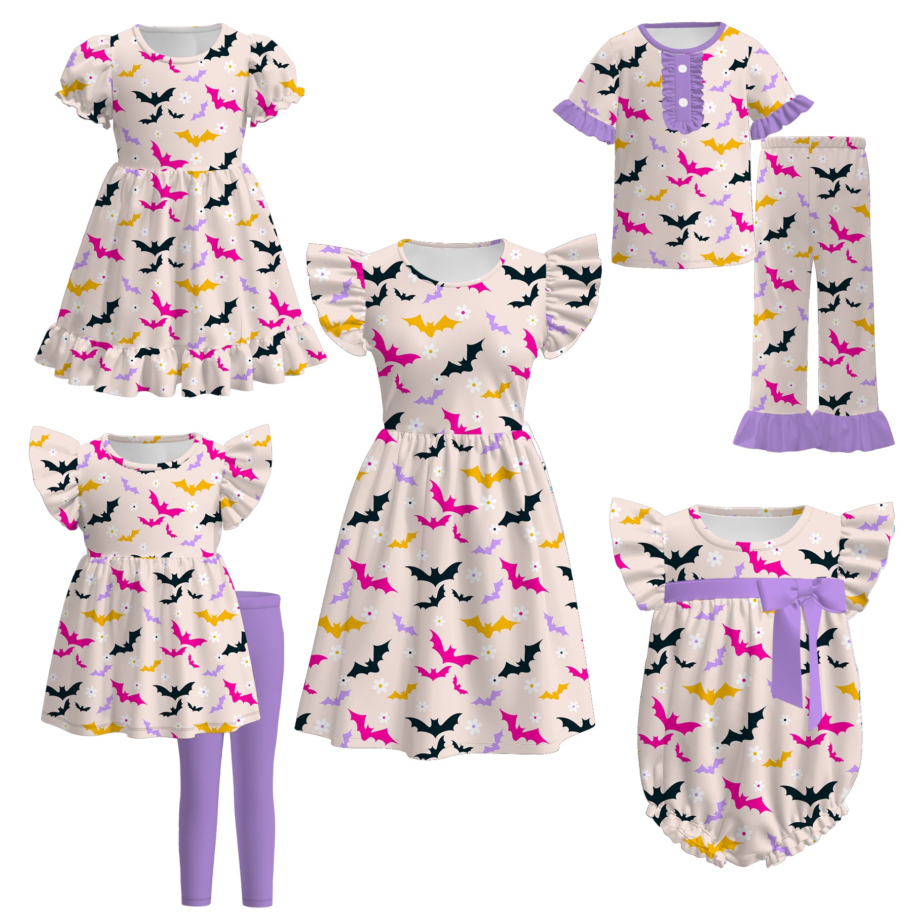 (Pre Order)Family Halloween Print Dress,Set,Pajamas&Romper