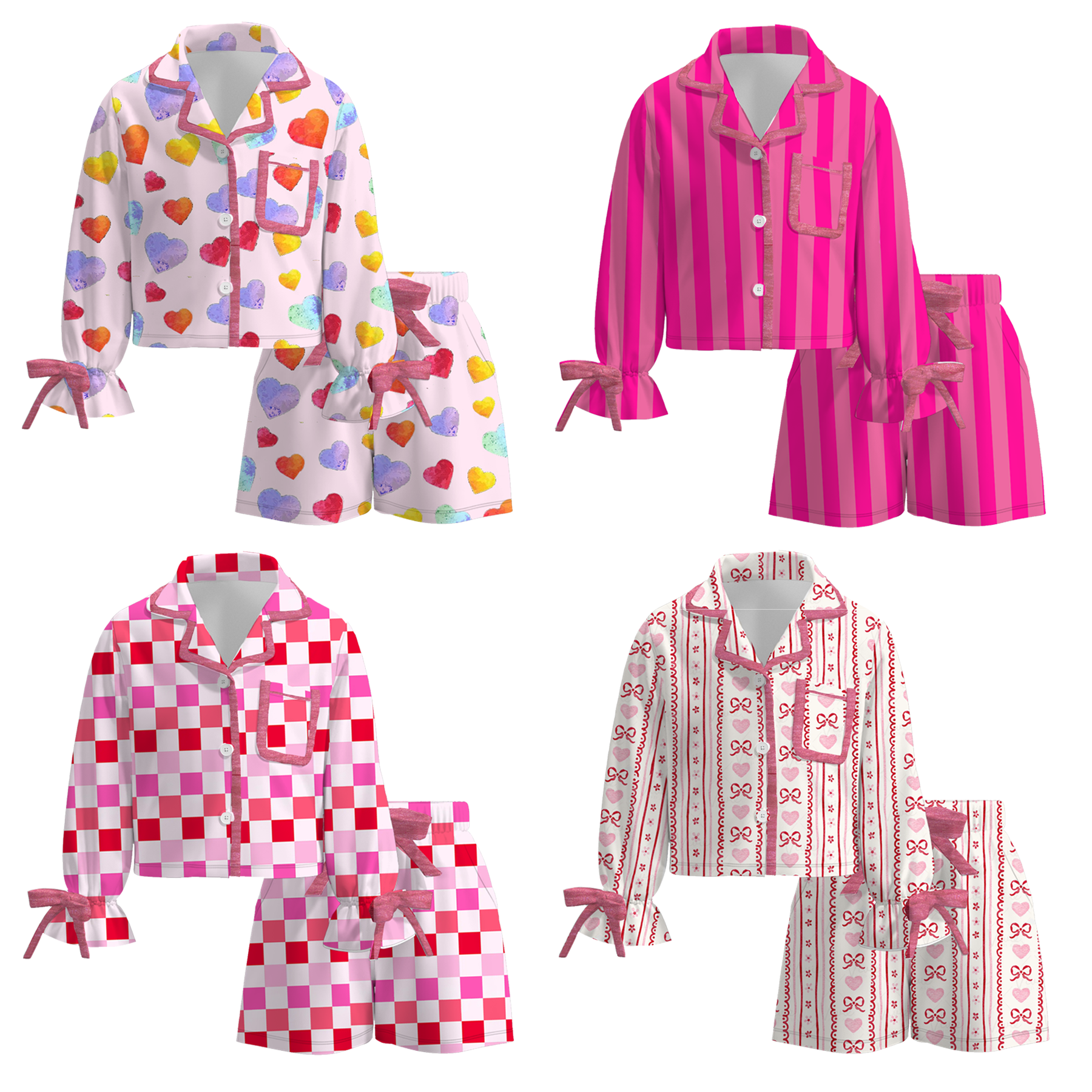 (Pre Order)Girls Valentine's Day Print Pajamas