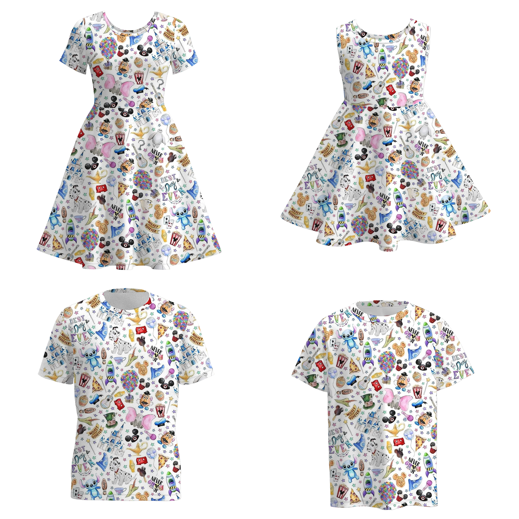 (Pre Order)Family Spring and Summer Cartoon Print Dress&Top