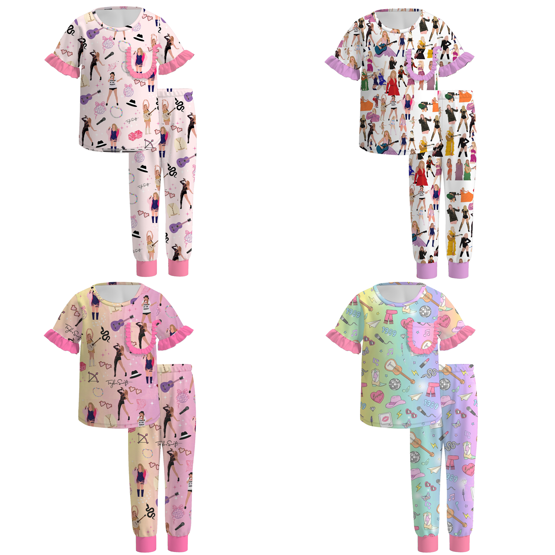 (Pre Order)Girls Spring and Summer TS Print Pajamas