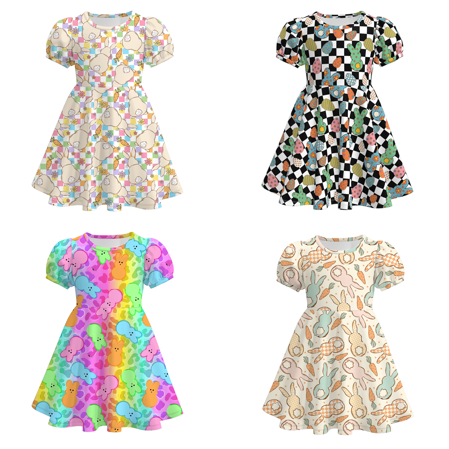 (Pre Order)Girls Easter Bunny Print Dress
