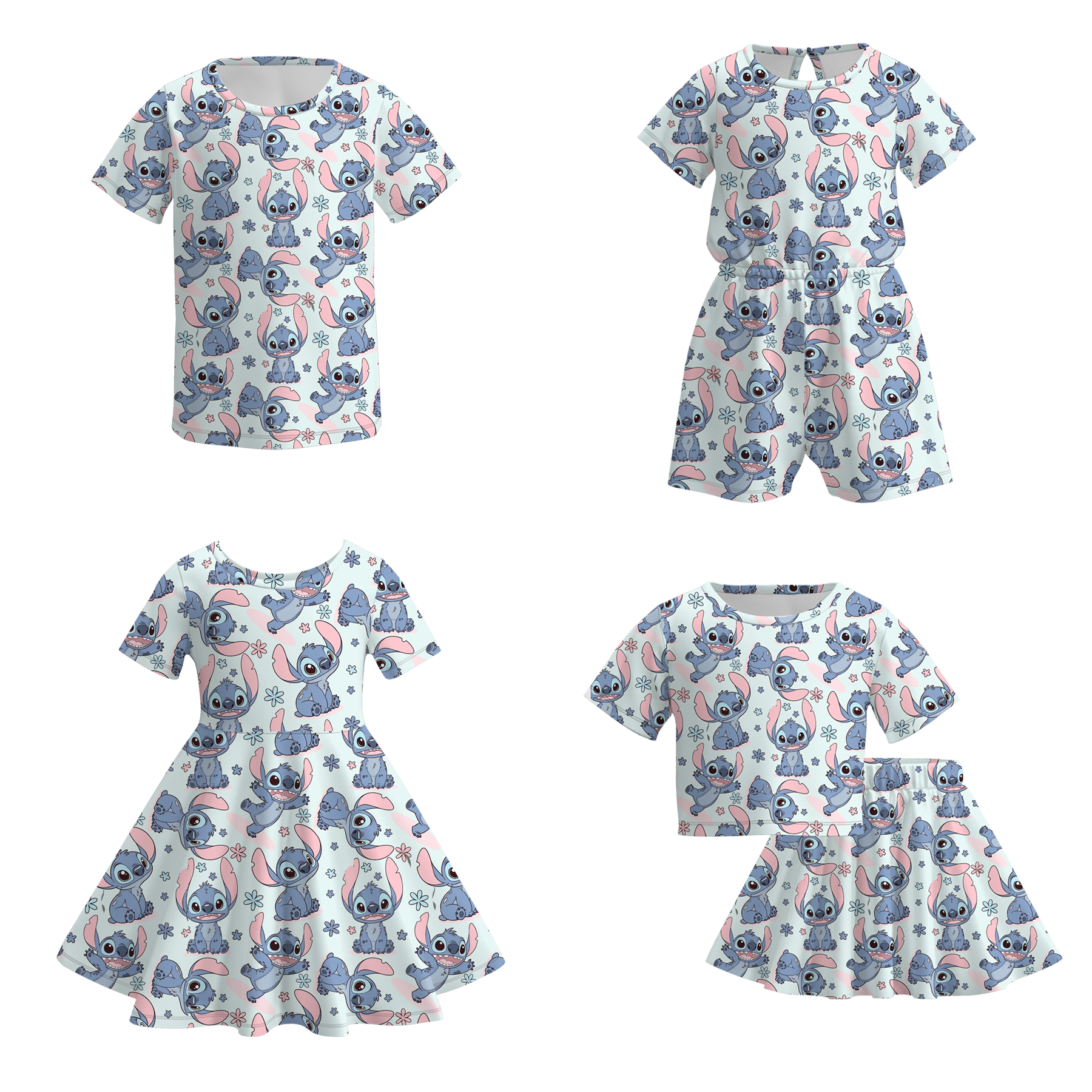 (Pre Order)Girls Spring and Summer Cartoon Print Dress,Set,Jumpsuit&Top