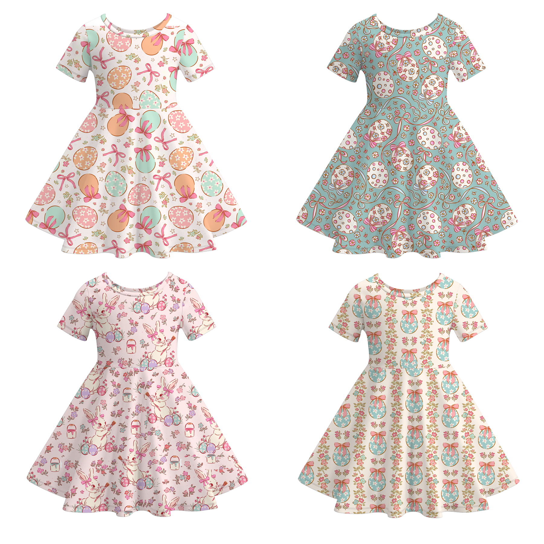 (Pre Order)Girls Easter Bunny Print Dress