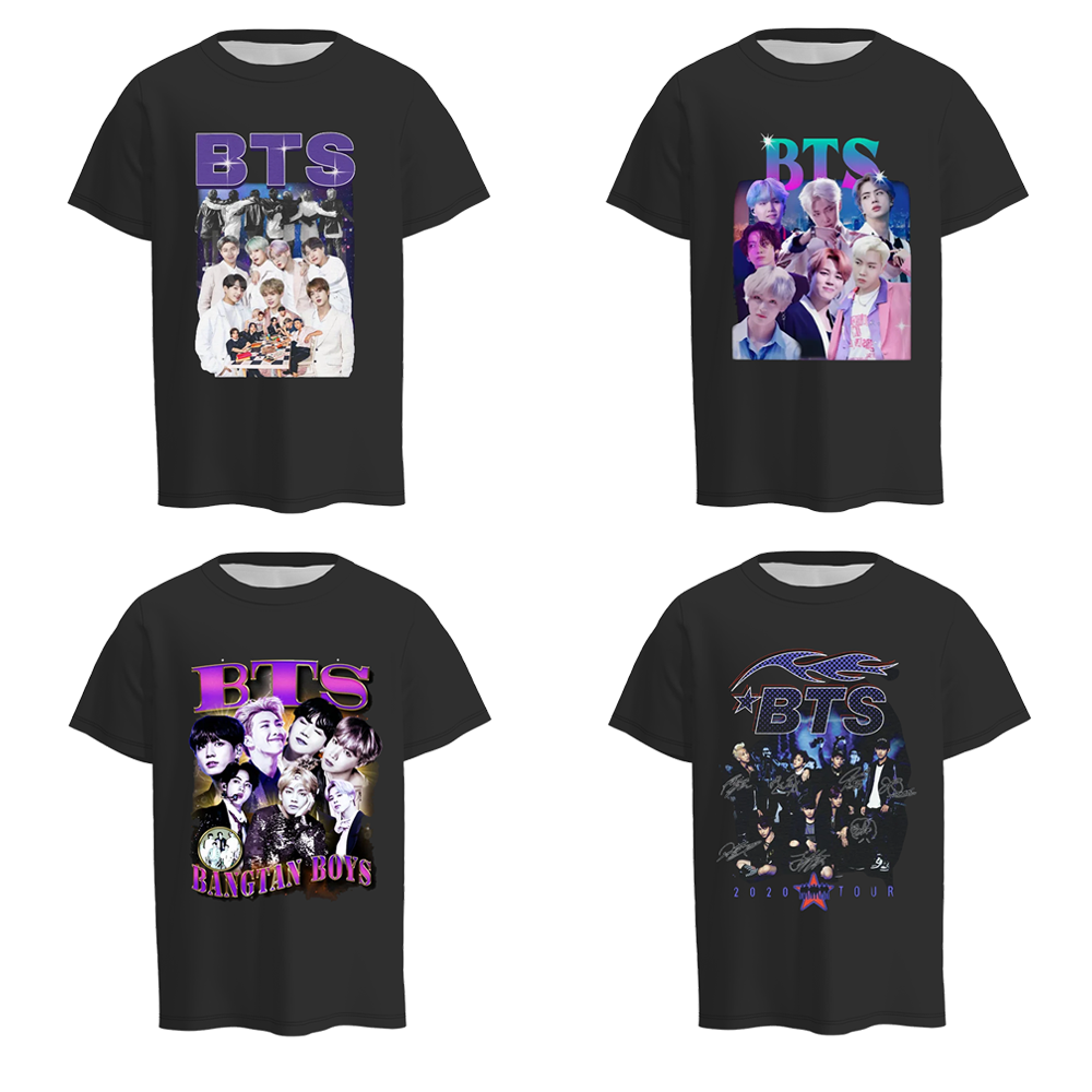 (Pre Order)Boys and Girls BTS Print Unisex Milk Silk Top