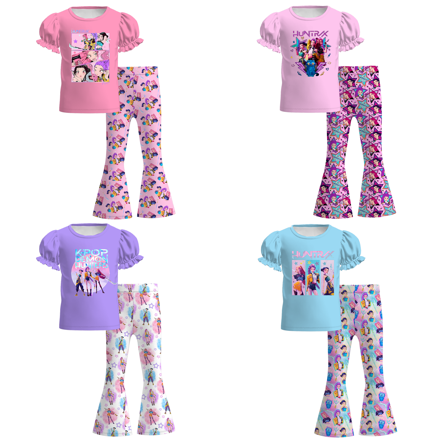 (Pre Order)Girls Spring&Summer Movie Character Print Outfit Set