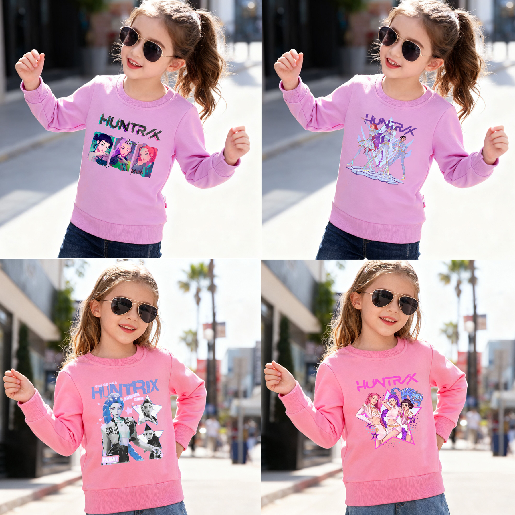 (Pre Order)Girls Spring&Summer Movie Character Print Cotton Sweatshirt