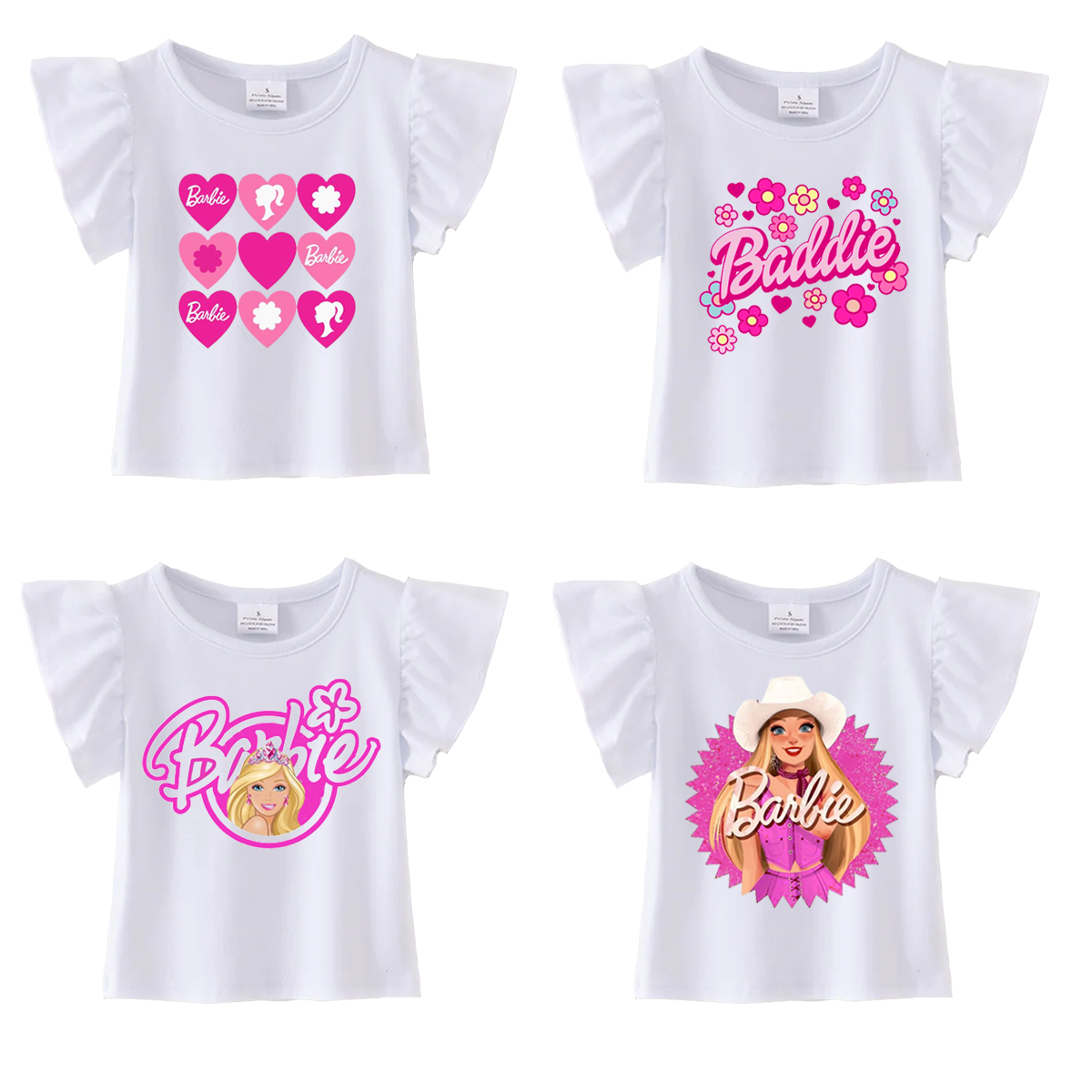 (Pre Order)Print White Cotton Essential Ruffles Top