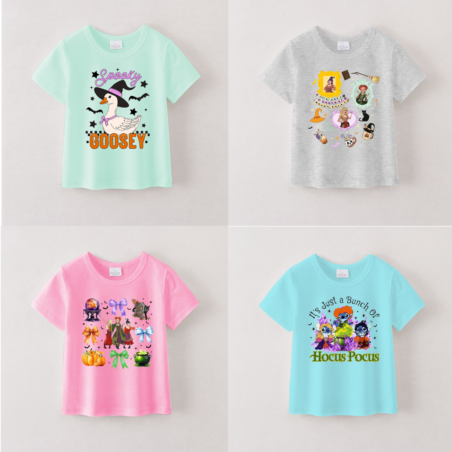 (Pre Order)Girls Halloween Cartoon Print Cotton Top