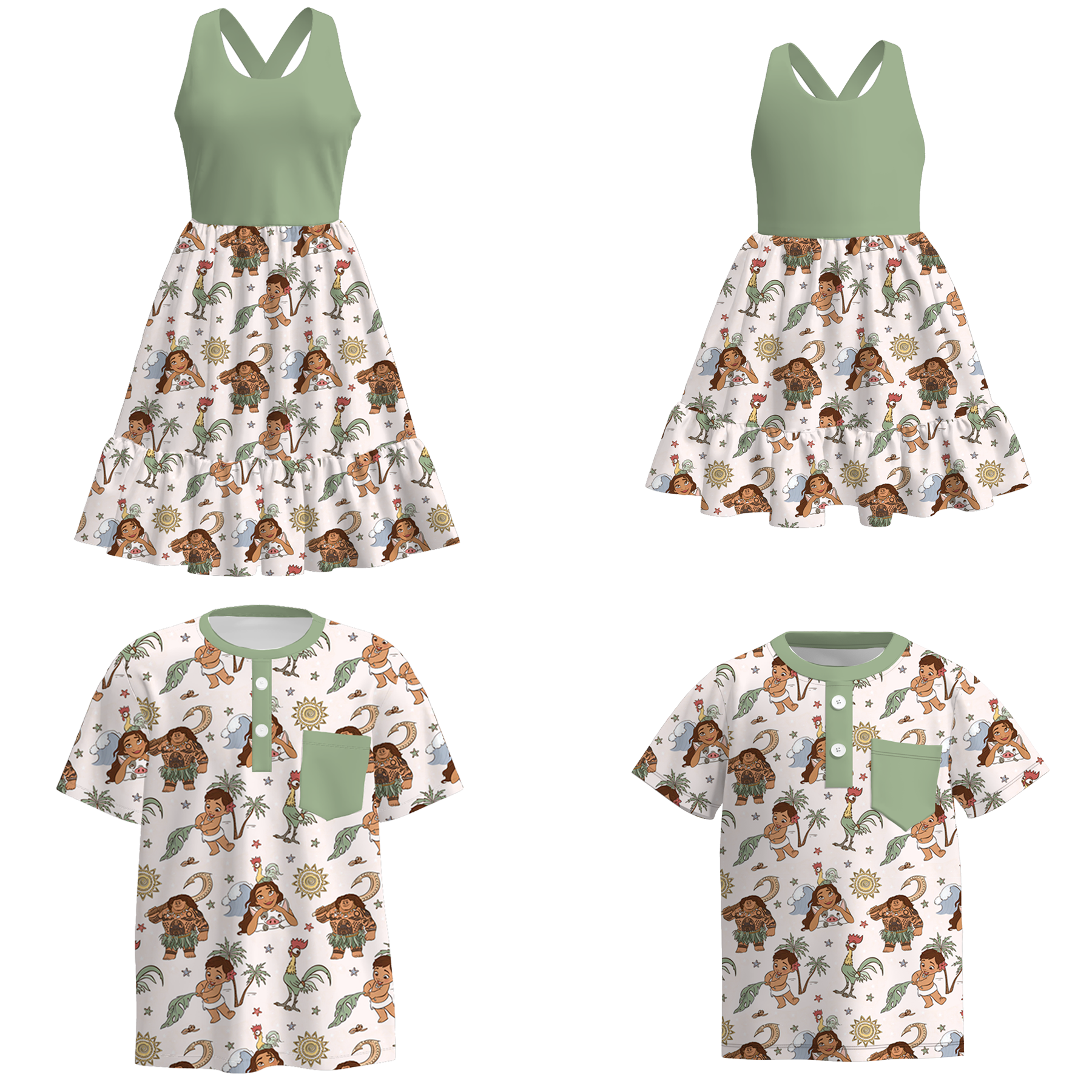 (Pre Order)Family Summer Cartoon Character Print Dress&Top
