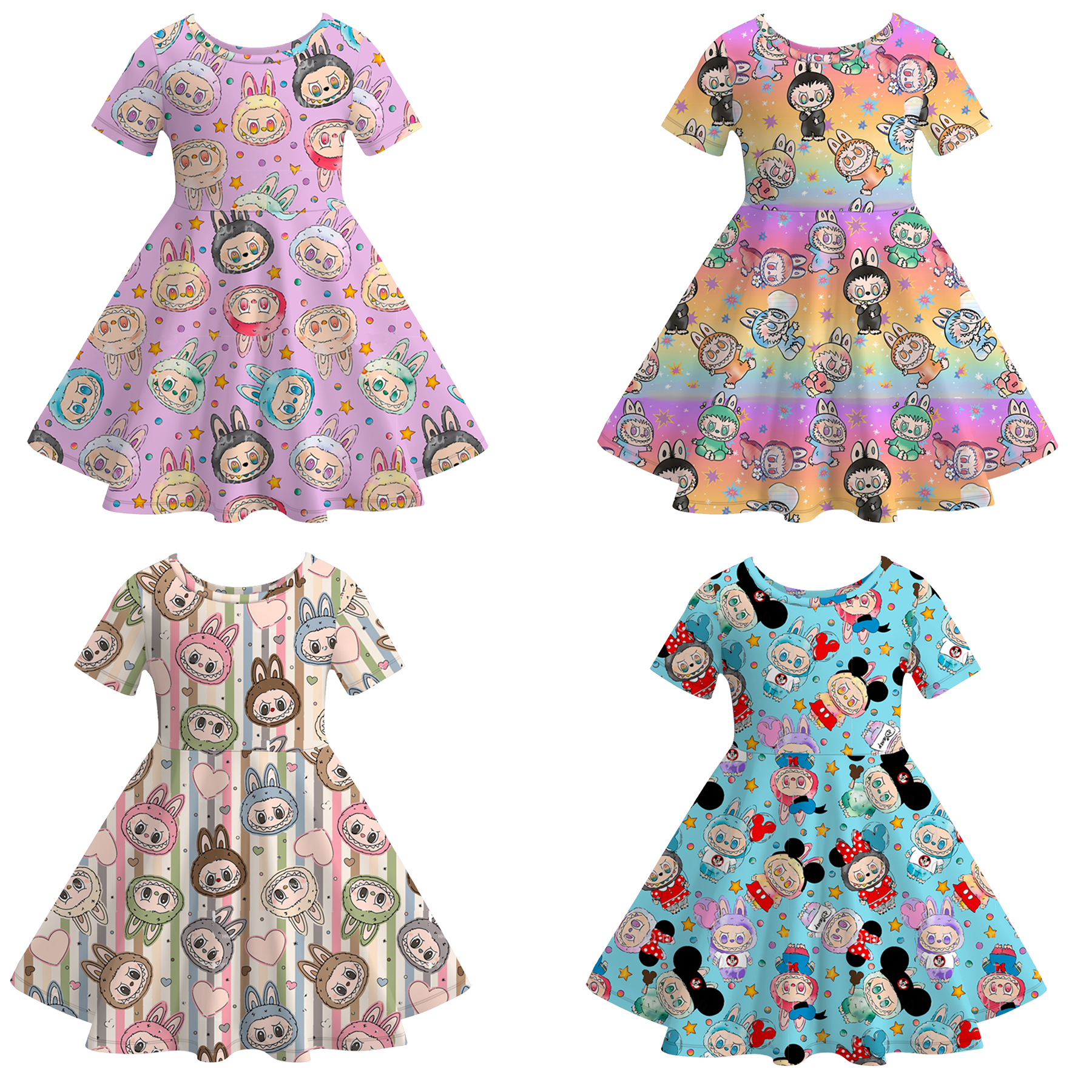 (Pre Order)Girls Halloween Cartoon Print Dress