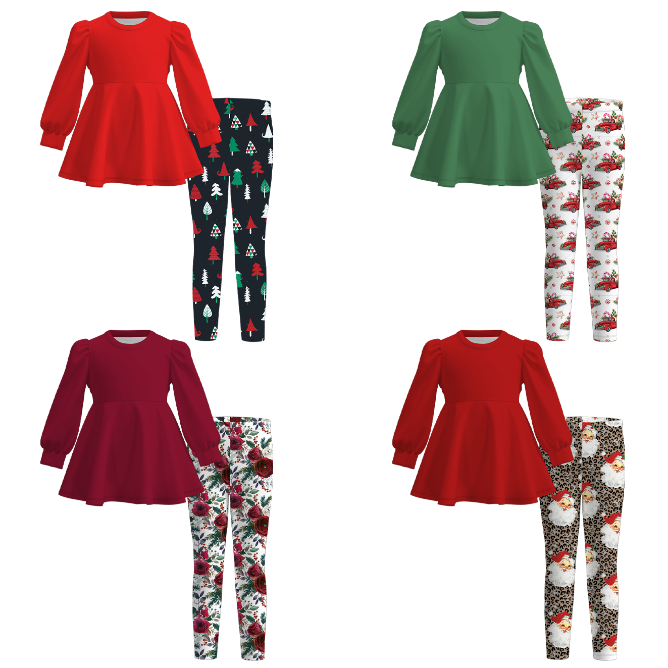 (Pre Order)Girls Christmas Print Outfit Set