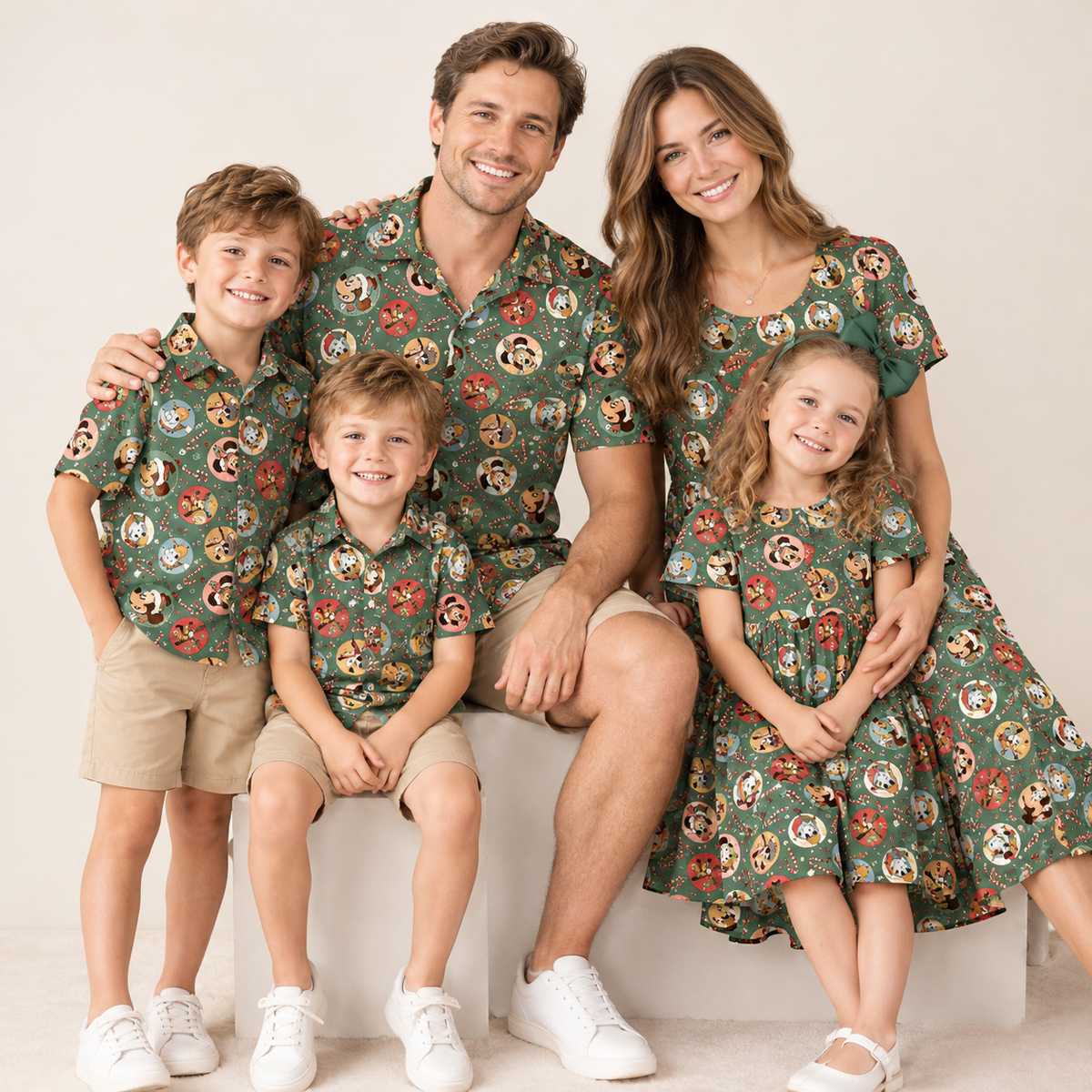 (Pre Order,Prepack Zone)Family Christmas Cartoon Print Dress,Set&Top(Mix Size)