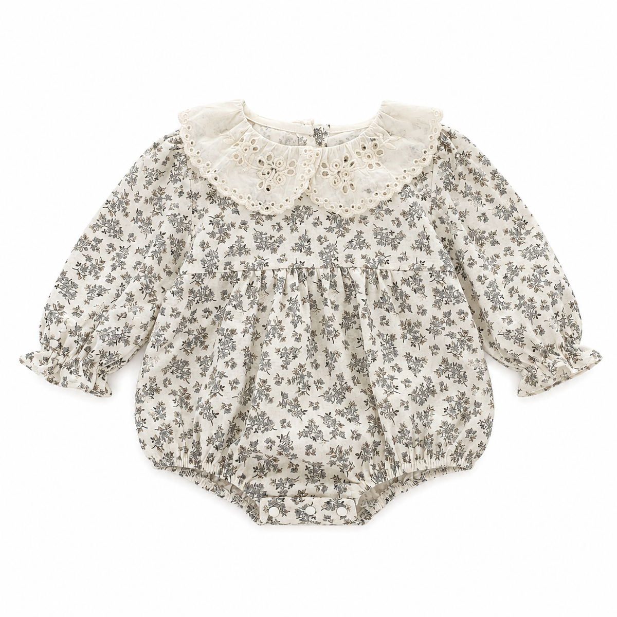 (Pre Order 2 Weeks)Toddler Girls Fall Floral Print Lace Collar Romper