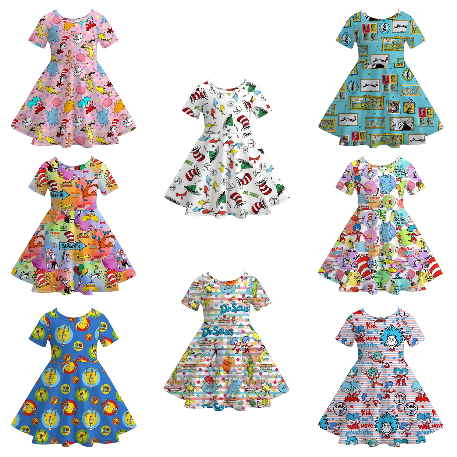 (Pre Order)Girls Spring and Summer DR SEUSS Print Dress