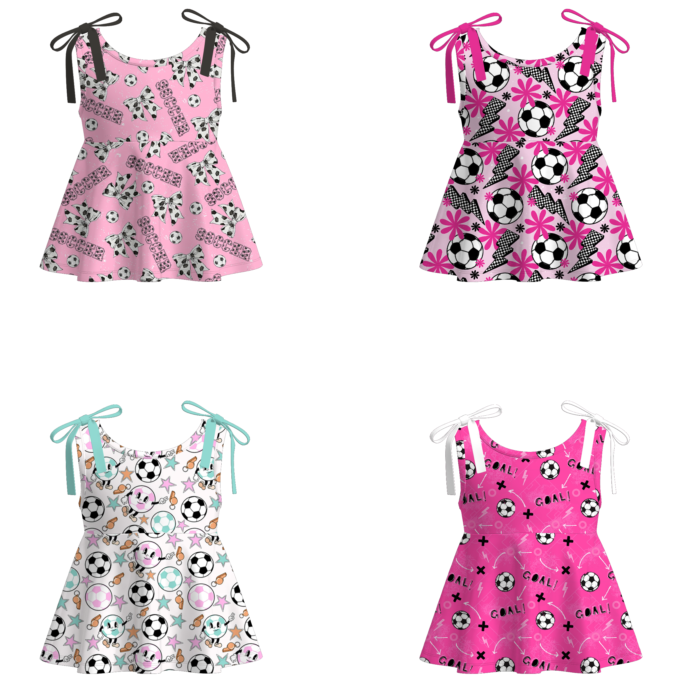 (Pre Order)Girls Spring and Summer Soccer Print Top