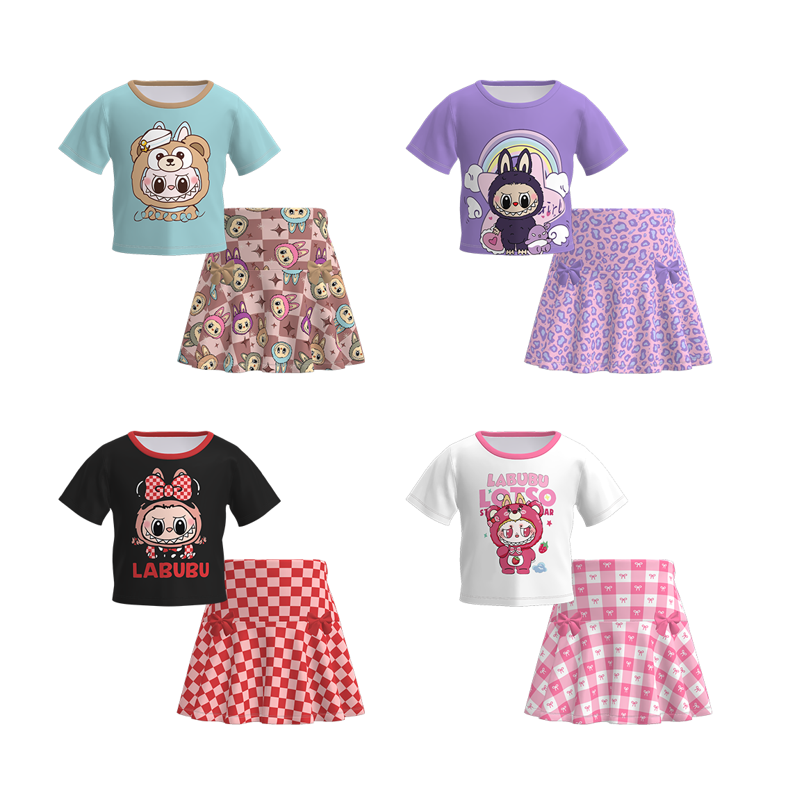 (Pre Order)Girls Halloween Cartoon Print Skirt Set