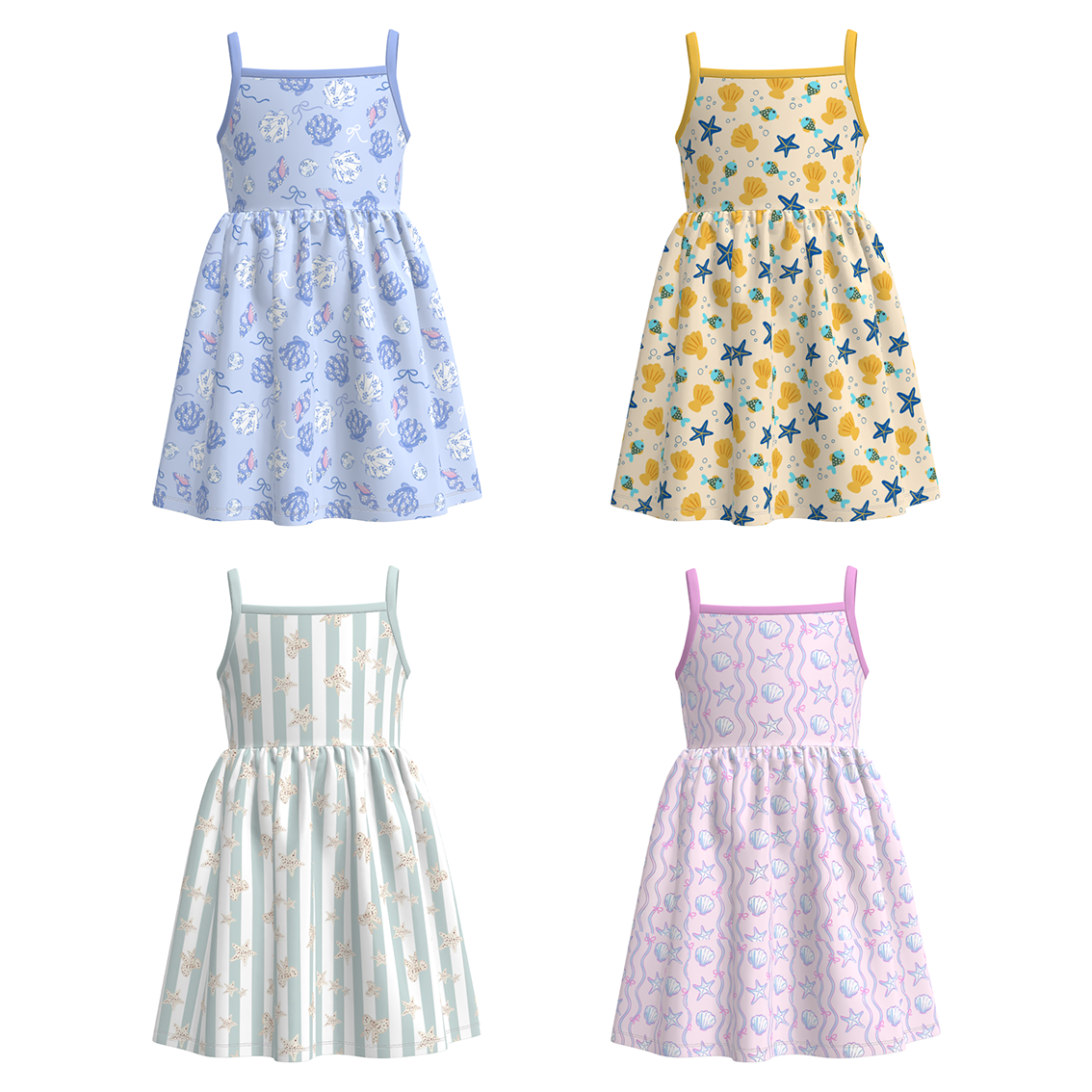 (Pre Order+Prepack Zone)Girls Spring&Summer Seaside Print Slip Dress
