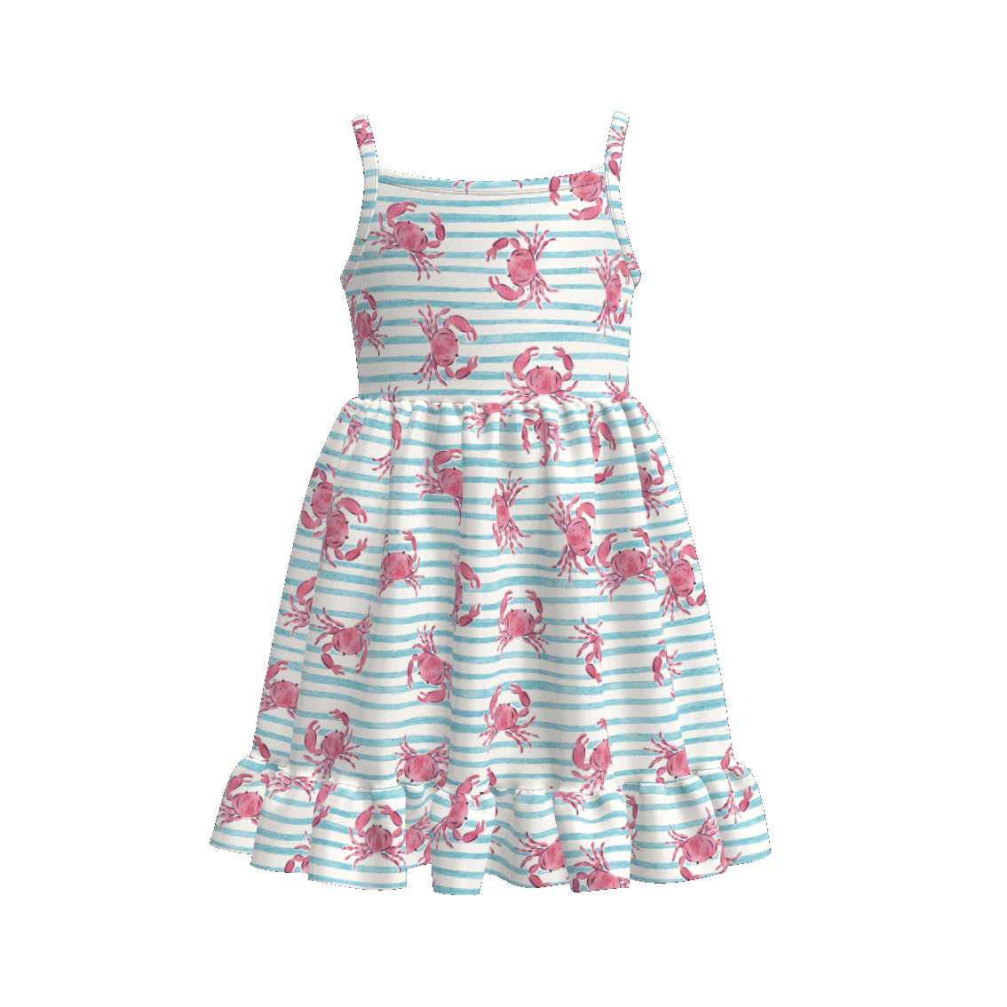 (Pre Order)Girls Spring and Summer Sea Side Print Slip Dress